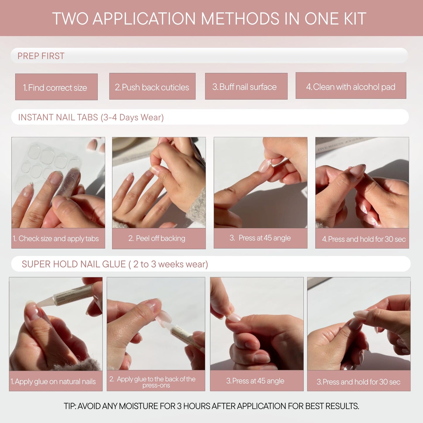 Celebritips Press On Nails - Salon U-ltimate™ | Sheer Milk, Extra Short Almond Nails, Reusable | 16 sizes - 32 Nails Kit with Glue and Sticky Tabs