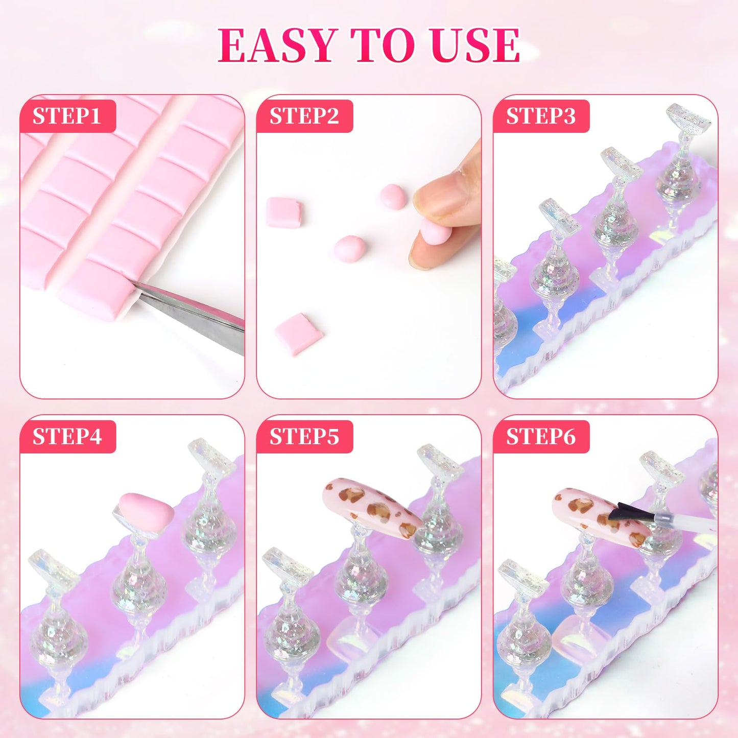 ANGNYA 2 Set Nail Stand, Aurora Nail Holder for Painting Nail Stand for Press on with Tabs Nail Display Stand Nail Hand Practice Magnetic Nail Art Tools for Homes and Salons