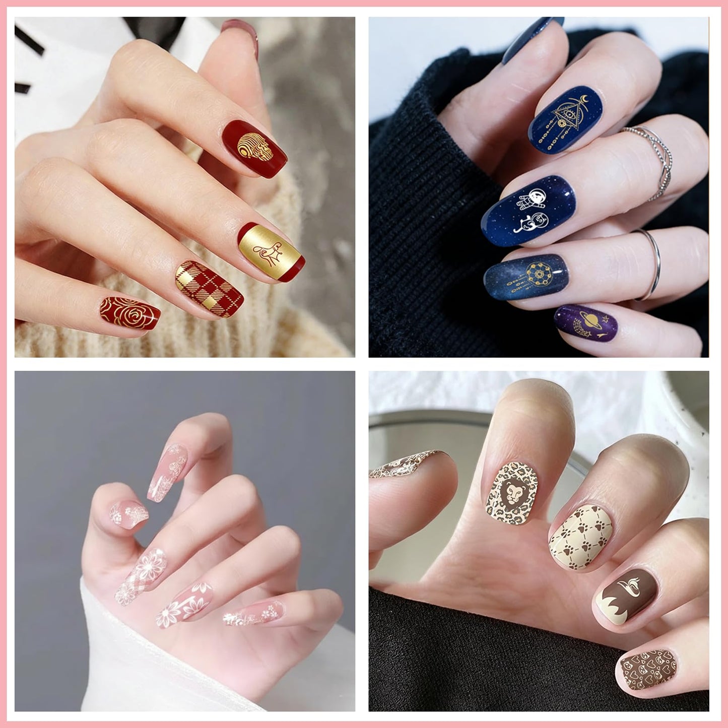 Biutee Nail Stamping Plates Set 10 pcs Nail Art Stamper Scraper Nail Stamp Plates Kit Nail Art Plate Template Lace Flower Butterfly Star Rose Design Nail Art Accessories