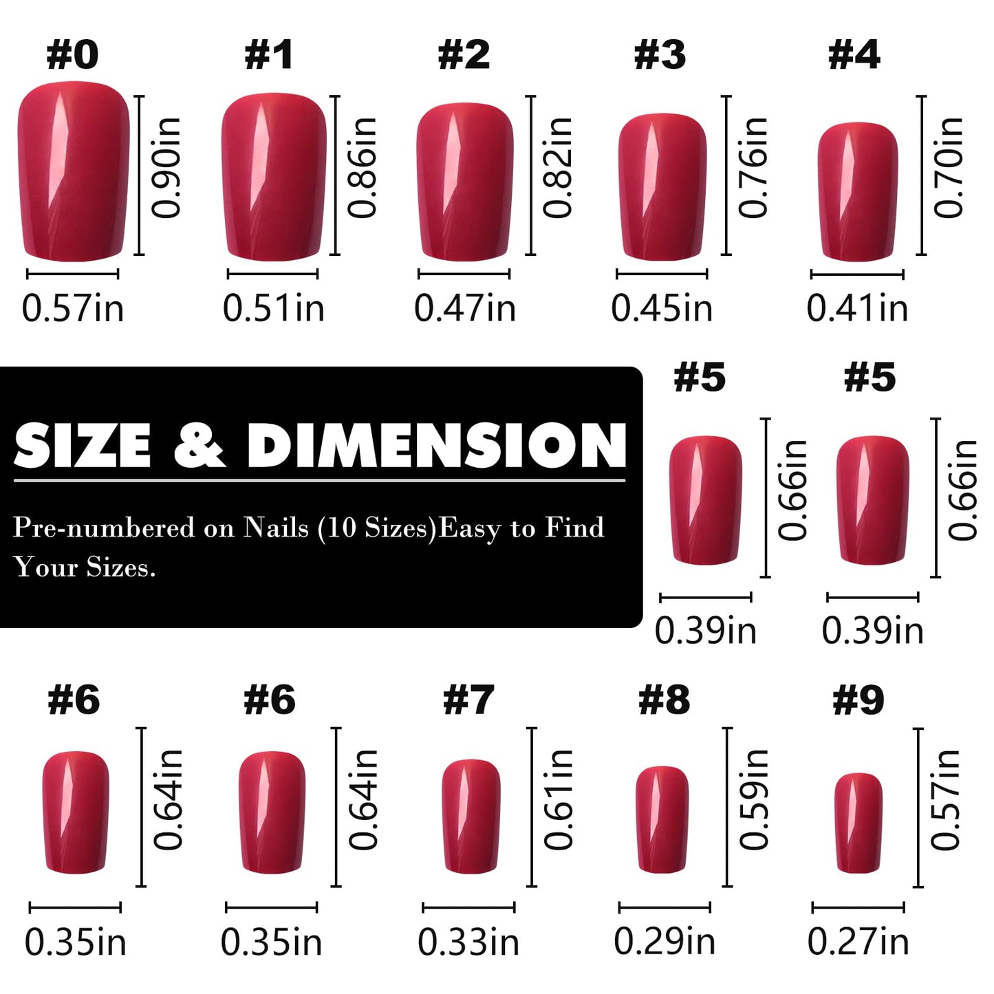 LoveOurHome 240pc Red Press on Nails Medium Square Fake Nails, Red Glue on Nail Press ons Square Nail Tips Medium False Nails Presson Artificial Fingernails with Tabs for Women Girls