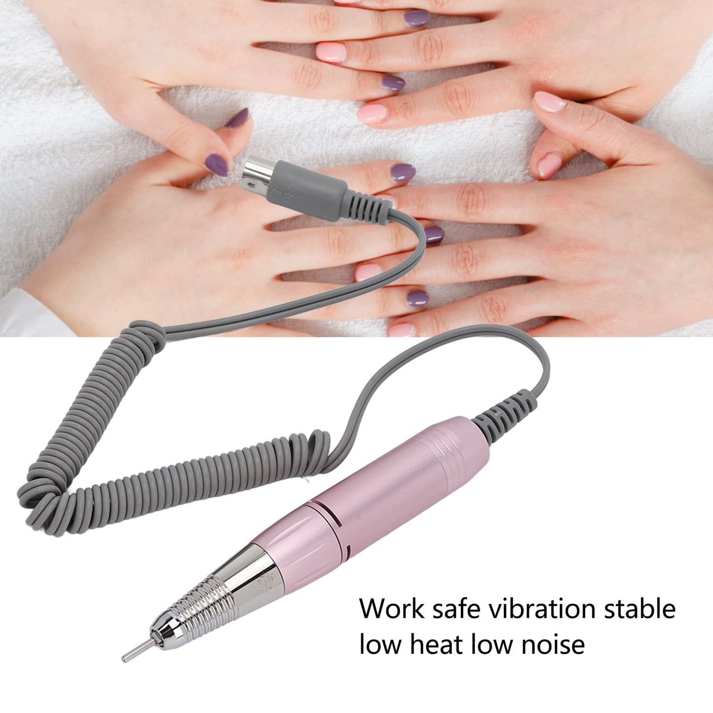 Moofey Nail Drill Pen Machine, Adjustable 3000 RPM Metal Electric Nail File, 12V 5 Pin Polishing Manicure Pedicure Accessories for Salon, Women