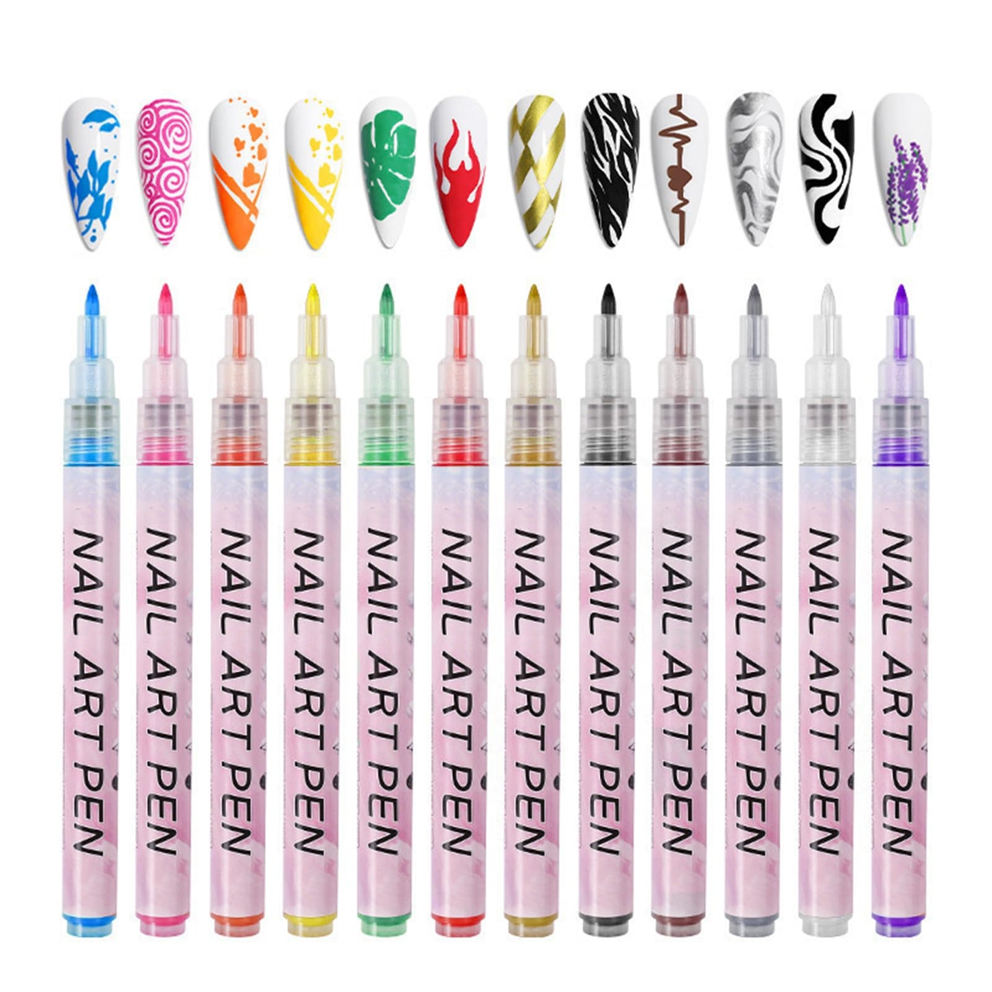 12 Color 3D Nail Art Pens Set,3D Nail Polish Pens Graffiti Dotting Pen Acrylic Paint Pens Point Liner Pen Drawing Painting Nail Art Pens for DIY Nail Art Beauty Adorn Manicure Tools(Style 1)