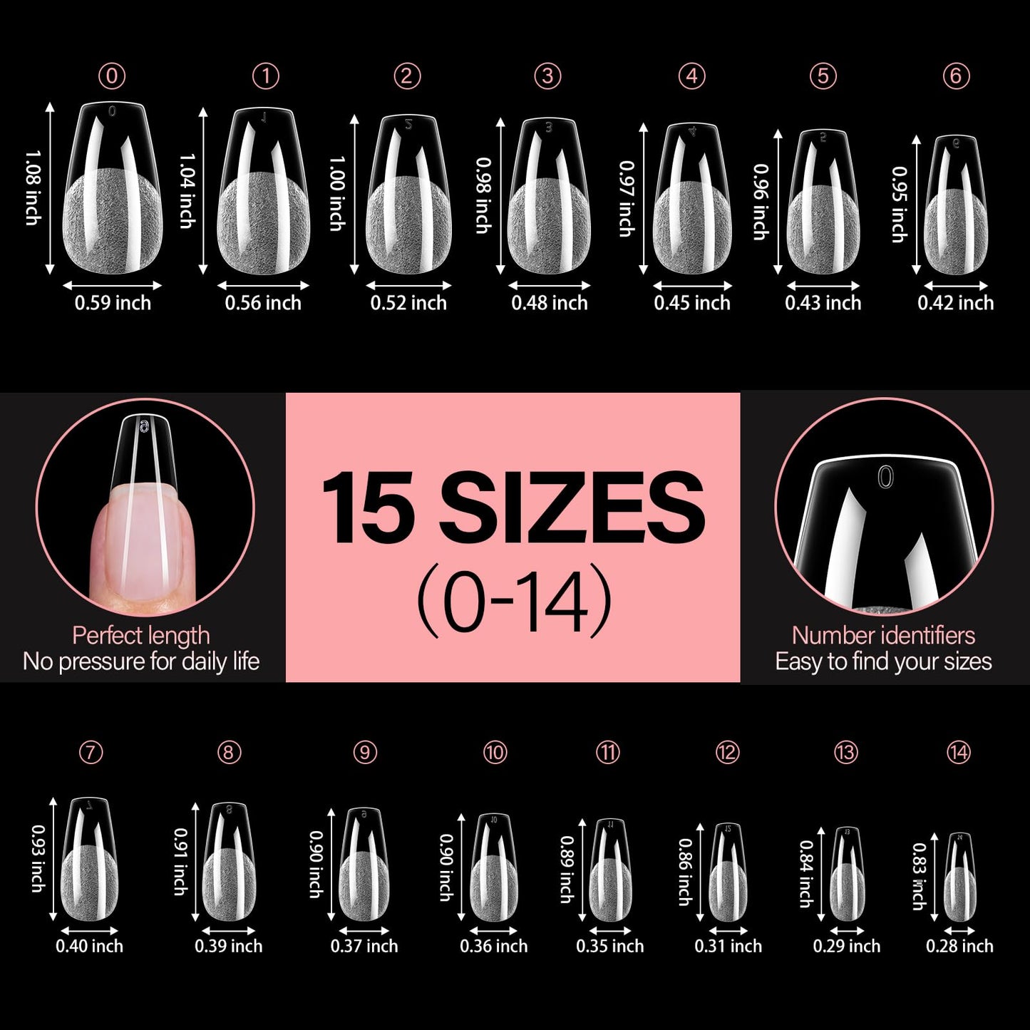 AILLSA Medium Coffin Nail Tips - Full Cover Half Matte Nail Tips 240pcs Pre-filed False Nails Tips, Press on Acrylic Nails for Manicure