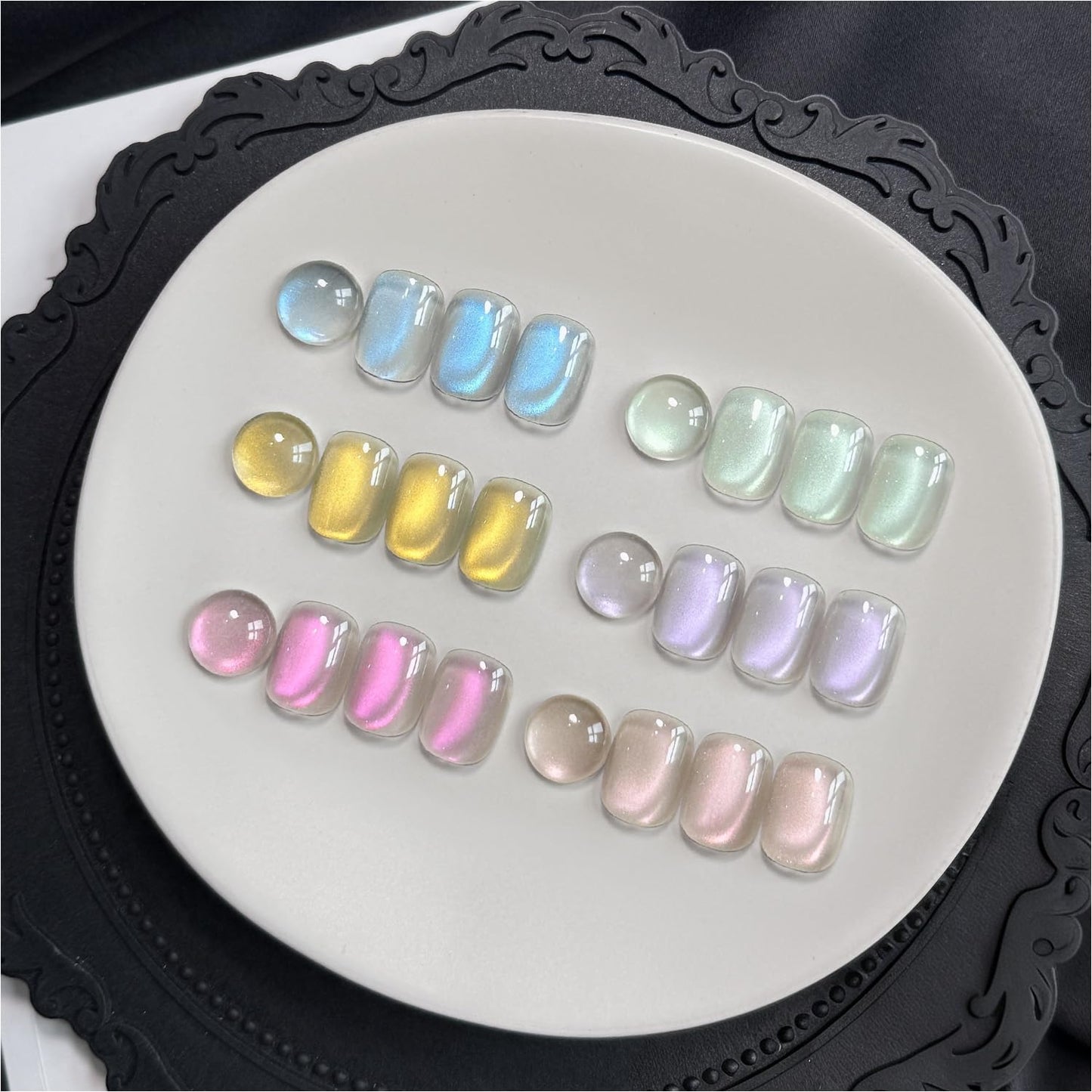 GAOY Cat Eye Gel Nail Polish Set, 6 Colors Glitter Blue Mermaid Holographic Translucent Cat Eye with Magnet, Soak Off UV Gel for Nail Art, Tears Gleam