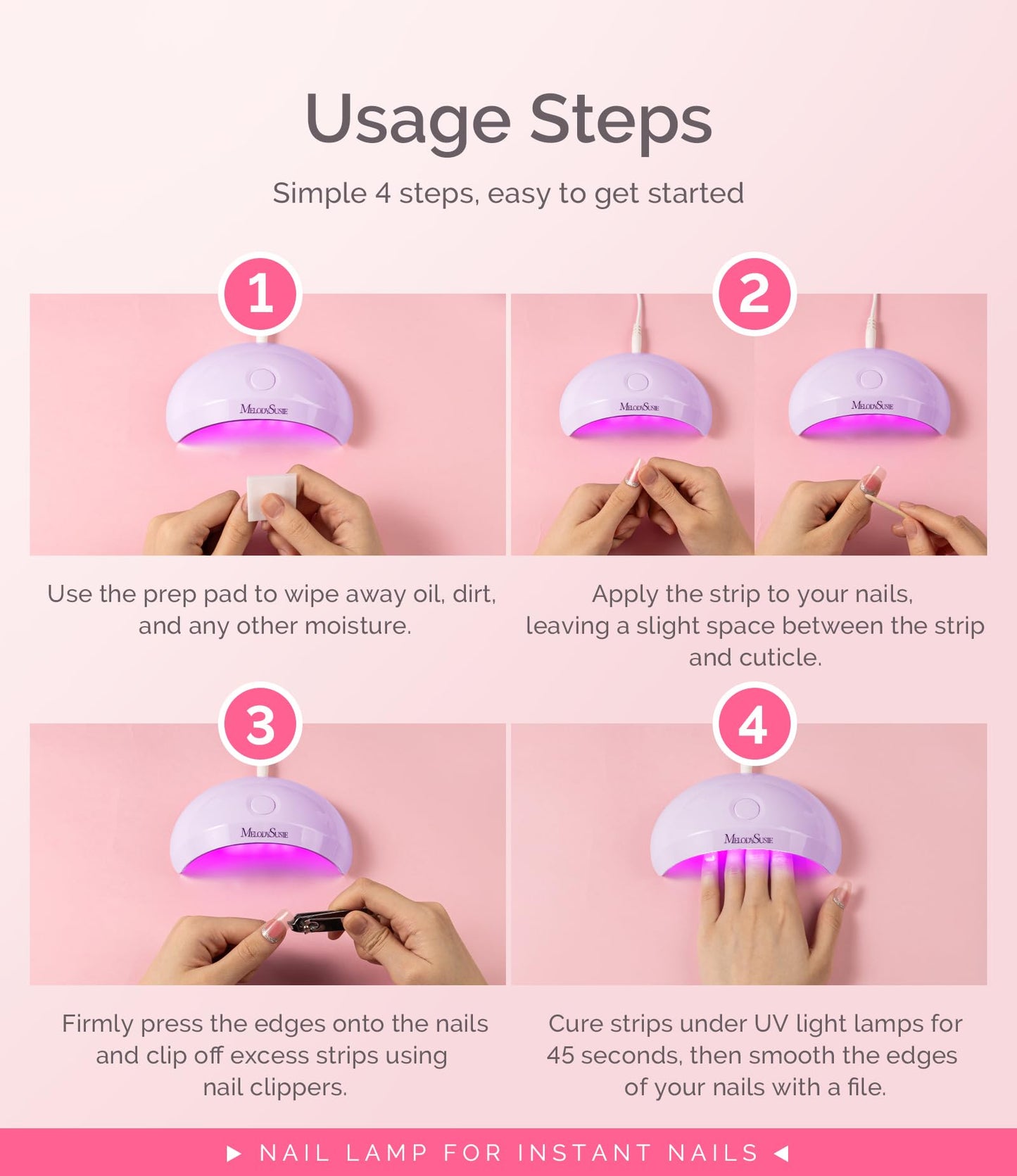 MelodySusie Pocket-Sized LED UV Nail Lamp with Ultra-Lightweight Design, P-ART04 UV Light Cures All Soft Gels at Home, Especially Instant Nails, Half-Cured Gel, Base Coat & Top Coat (Purple)