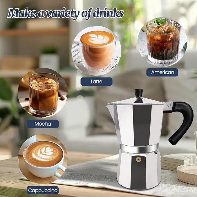 14 Cup Moka Pot Aluminum 700ml Italian Coffee Maker Stovetop Espresso CoffeeMakers Mocha Pot Percolator Greca Coffee Maker for Electric Ceramic Stove Portable for Easy Brewing