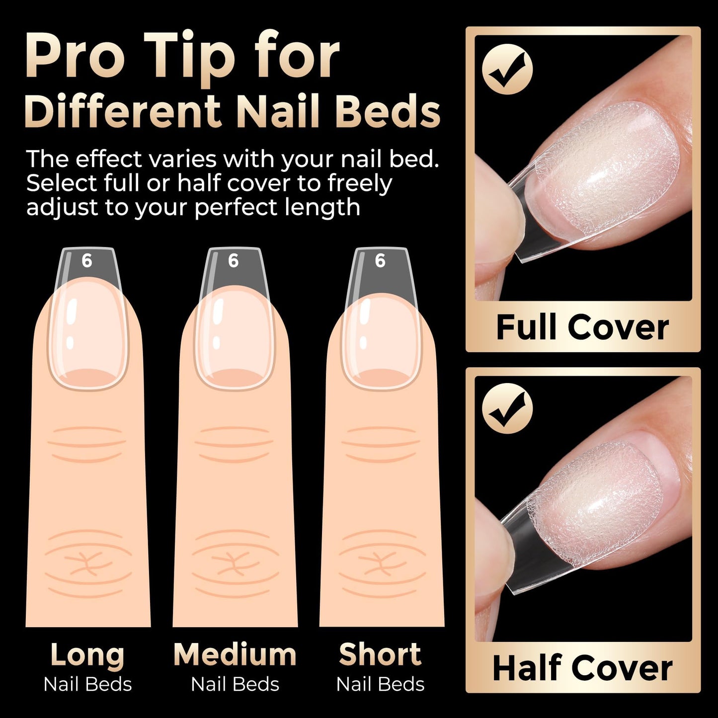 Luckyfairy Coffin Press on Nails: 504pcs Pre-etched Short Nails Clear Coffin Gel Tips for Full Cover Fake Nails French Nail Extension Salon Home DIY 12 Sizes Gelly Tips
