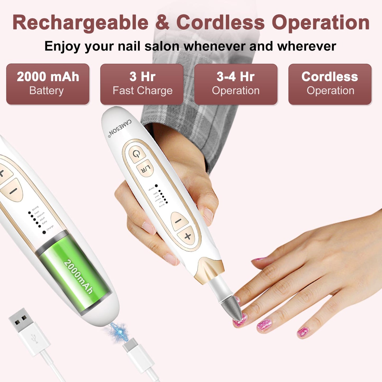 Toenail Grinder, Toe Nail Grinder for Thick Toenails, Electric Manicure Pedicure Set, Cordless Rechargeable Toenail Drill File Kit, Toe Nail Sander for Men Women Seniors Humans Thick Nails
