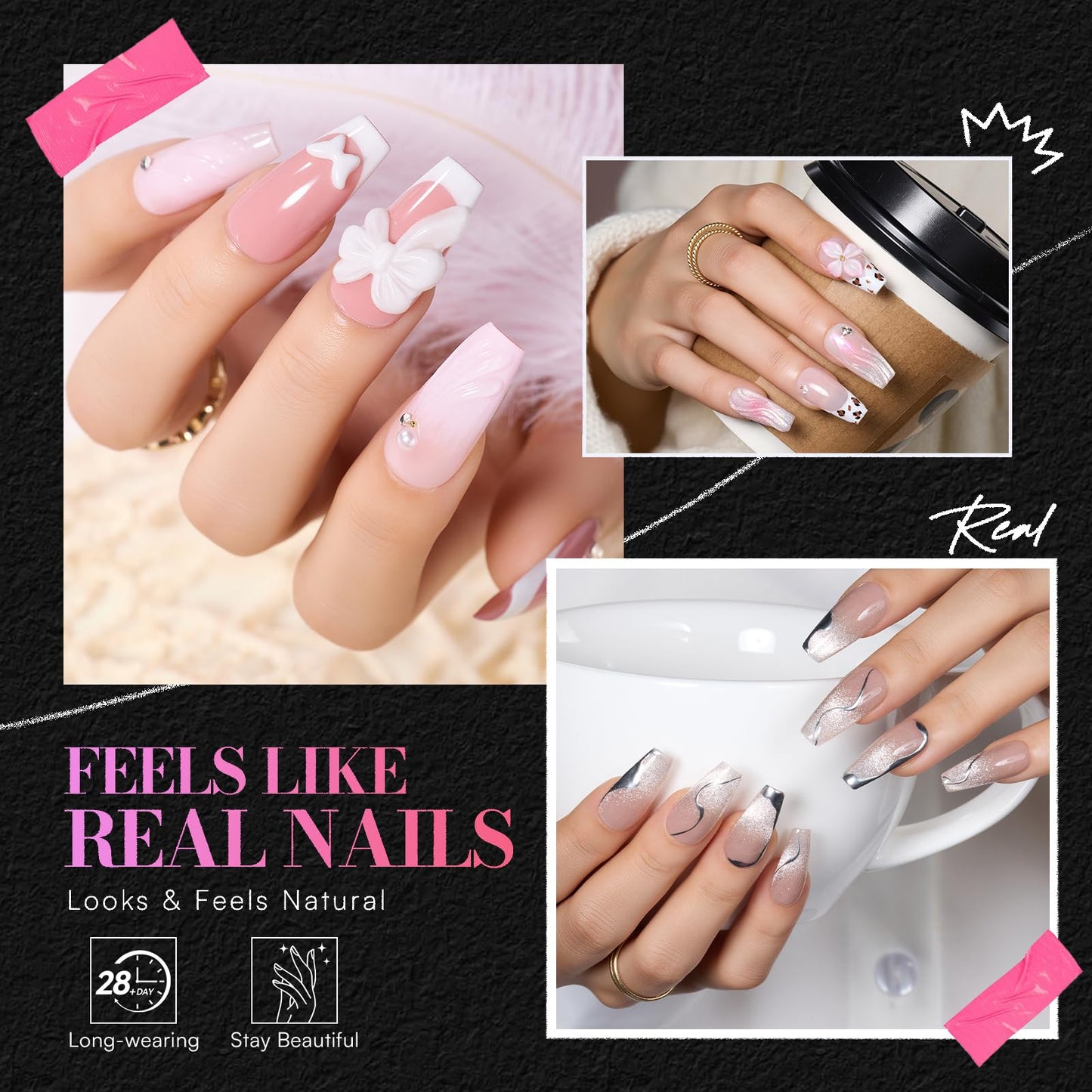 Makartt Medium Coffin Nail Tips: 504 PCS Pre-Etched Clear False Nails Tips, 15 Sizes Full Cover Half Matte Soft Acrylic Press On Nail Extensions Supplies Salon and DIY at Home