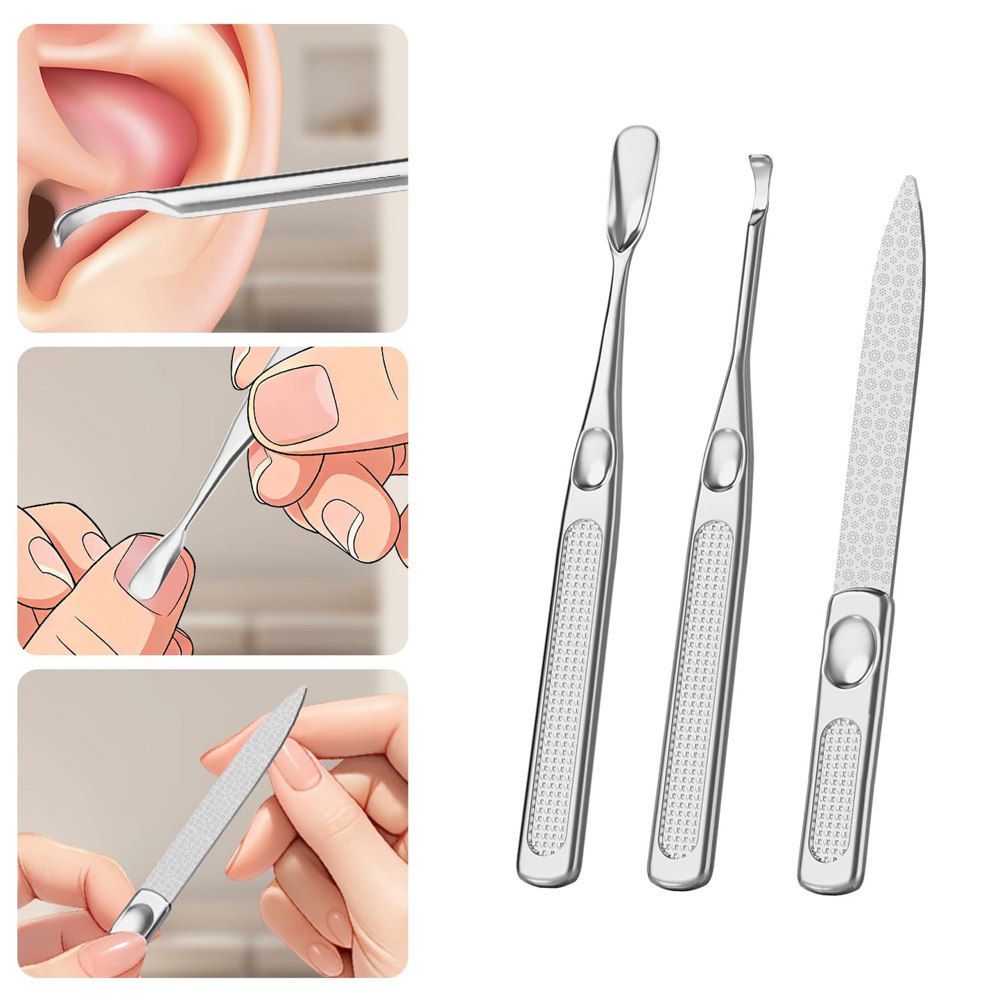 ESSBES Precision Nail Grooming Manicure Sets Pedicure Kits Stainless Steel Nail Clipper Personal Care Tools with PU Leather Case