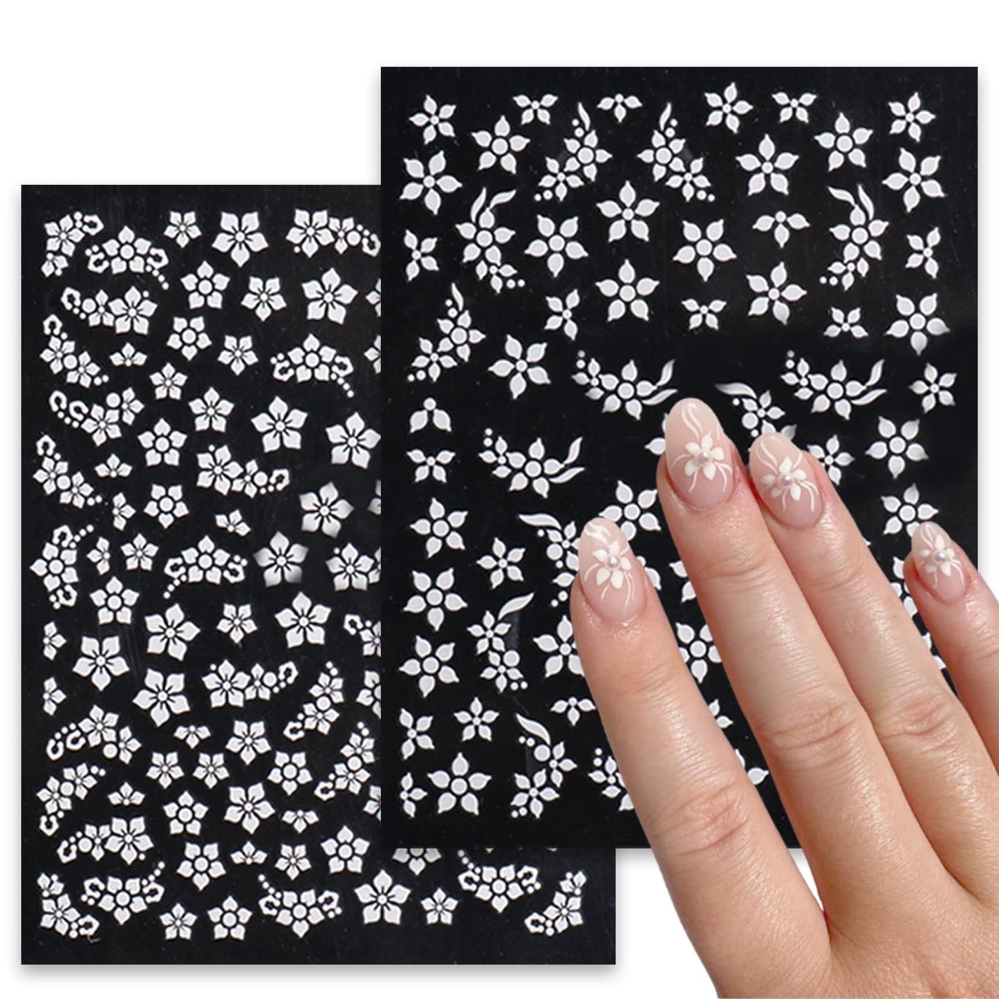 6Sheets Summer Flower Nail Art Stickers 3D Self-Adhesive Holographic Cherry Blossoms Design Nail Stickers Peach Blossoms Nail Supplies for Women DIY Floral Nail Art Decor