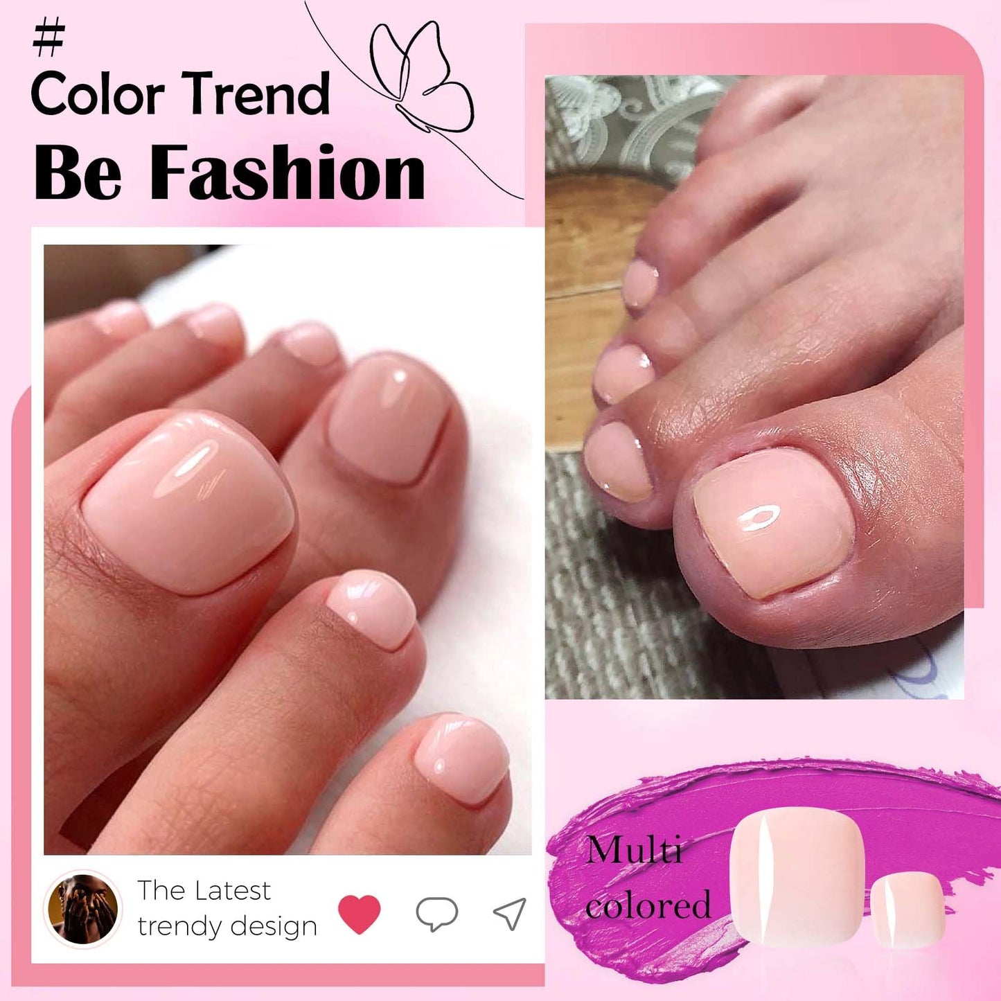 LoveOurHome 120pc Nude Press on Toenails Women Fake Toe Nails with Glue Tabs, Nude Fake Toenails Press on Toe Nails Glue on Toenail Acrylic Toes Nail Tips Artificial False Toenail for Women Girls