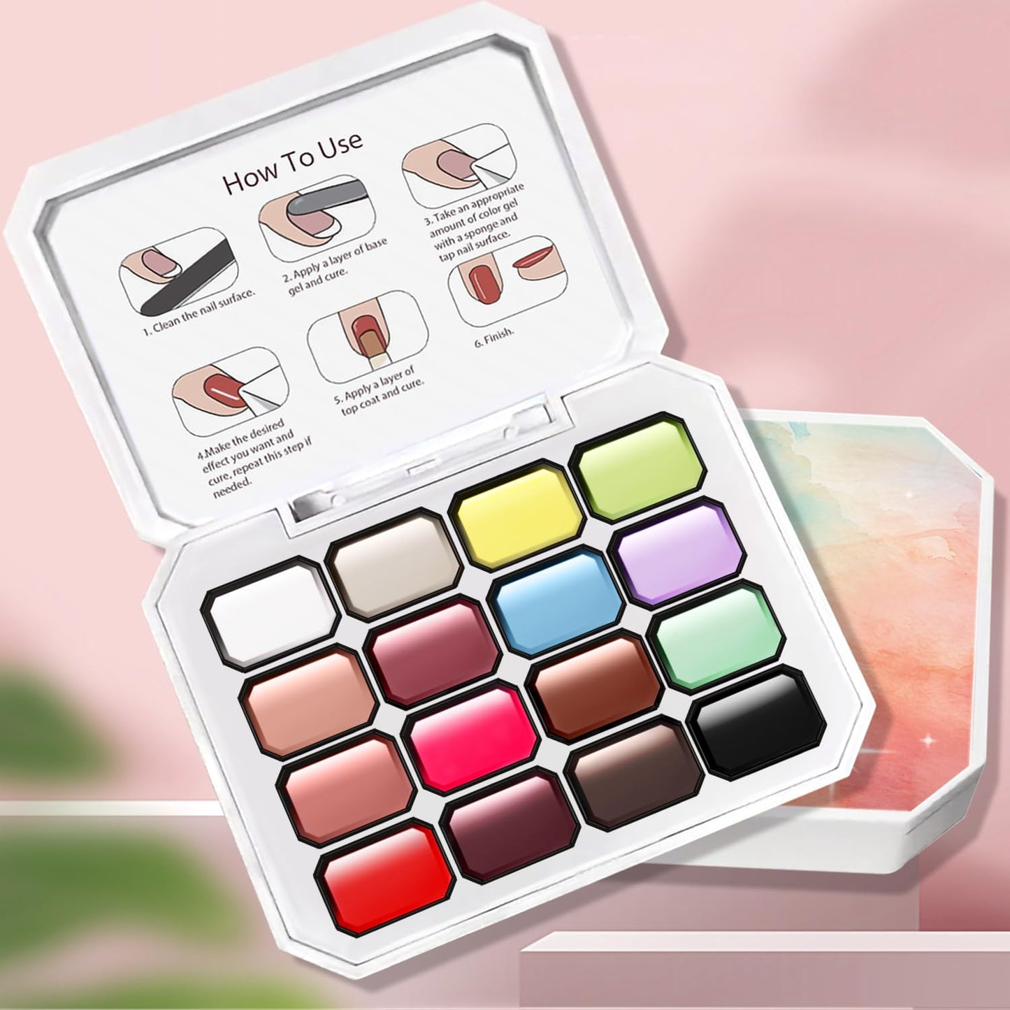 Woobena Pat Pat Gel Nail Polish Set,16 Colors Gradient Patting Gel Polish- Highly Pigmented,No Wipe Ombre & Blooming Gel for French Manicure, DIY Nail Art with 100 Sponges & 1 Grabber,UV/LED Cured