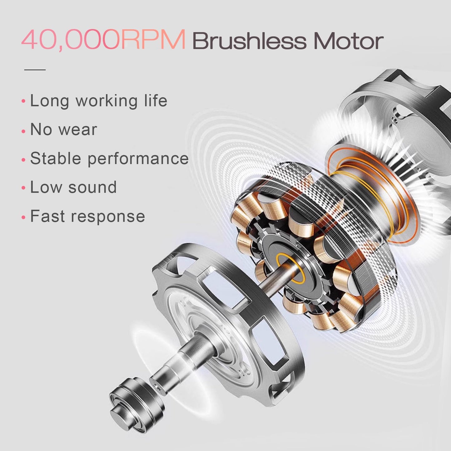 Professional Brushless Nail Drill, AZ GOGO 85W Cordless Electric Nail File 40000RPM Rechargeable Portable Nail Drill Machine for Gel/Acrylic Nails Salon Level （Rose Gold