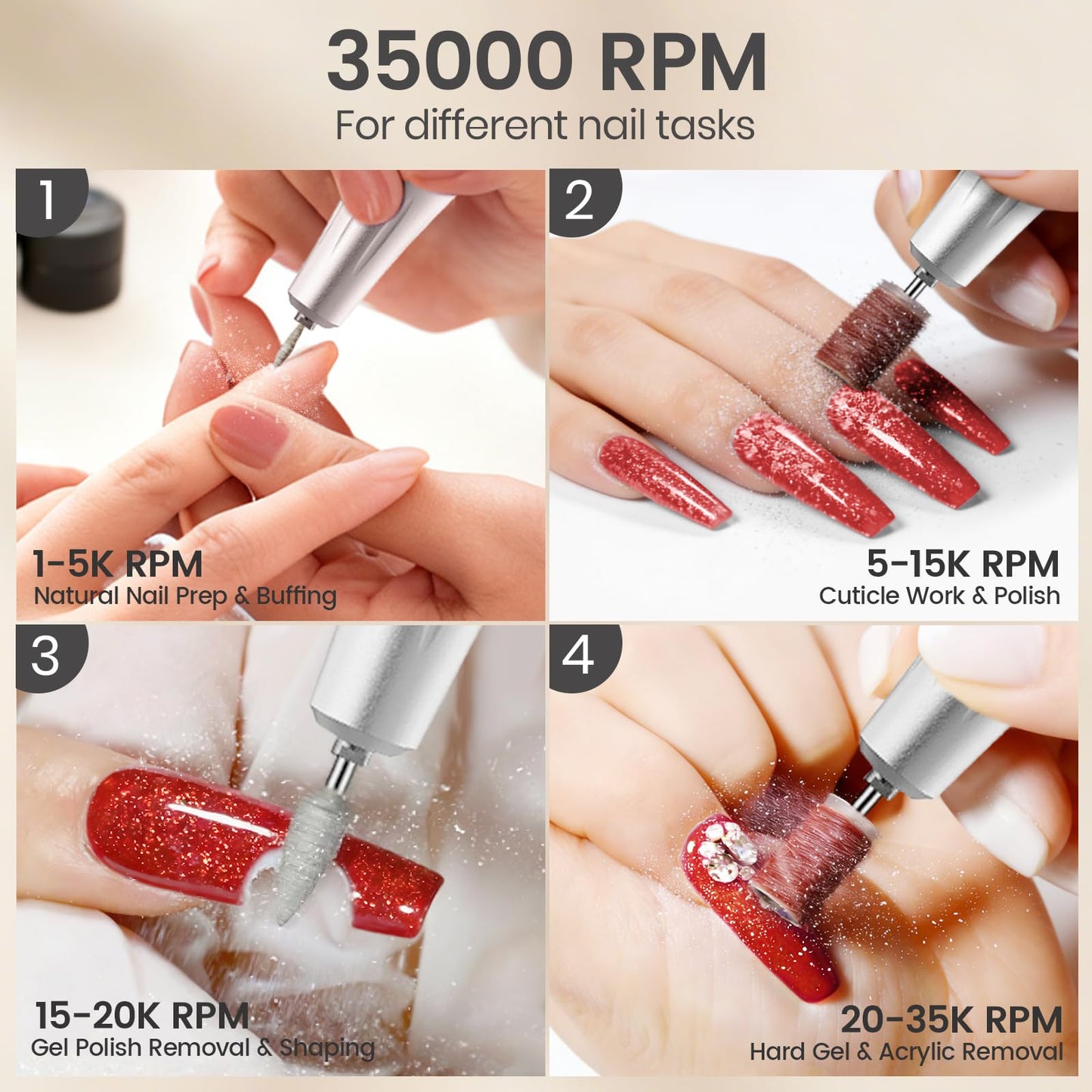 Delanie Electric Nail Drill 35000 RPM, Portable E File for Nails Professional with Belt Clip, Rechargeable Electric Nail File for Acrylic and Gel Nails, Efile Nail Machine with bits kit for Manicure