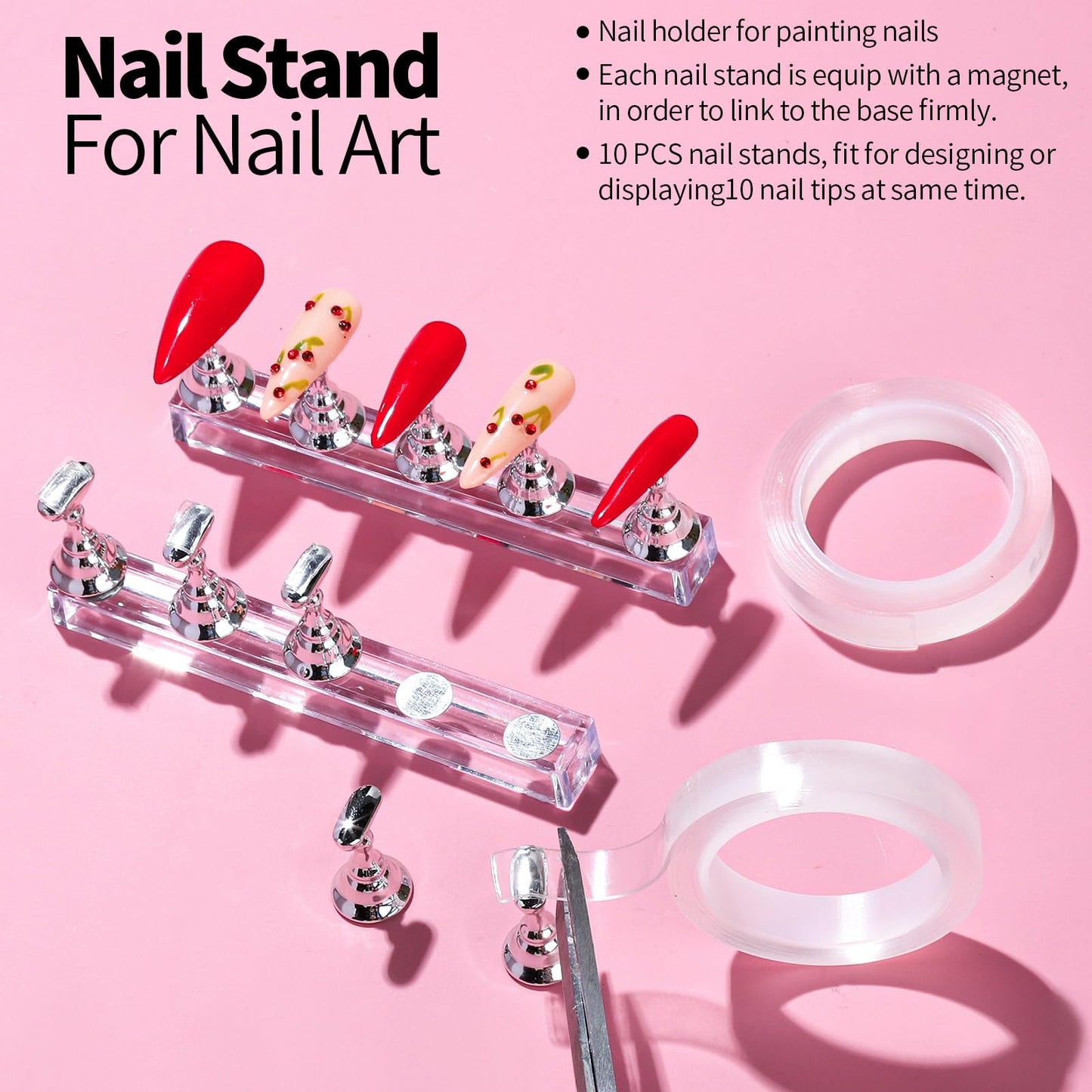 FANDAMEI Nail Art Brushes, Nail Art Tools, Nail Design Tools, Nail Brush Set With Nail Stand, Nail Holder For Painting Nails, 11PCS Nail Brushes For Nail Art, 5PCS Nail Dotting Tool, Nail Art Palette