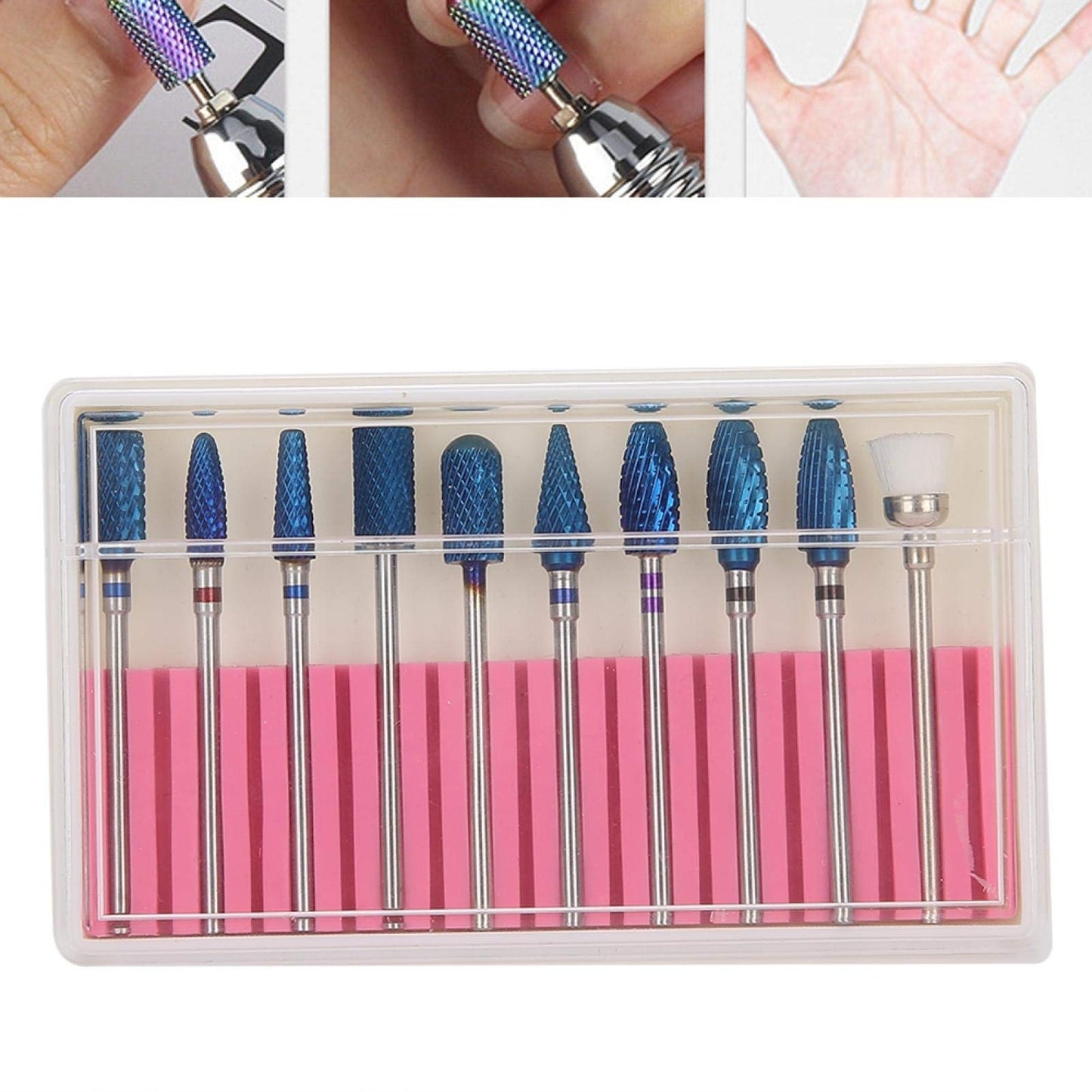 Nail Drill Bits Set,Electrical Professional Nail File Kit,Carbide Nail Drill Bits Set, Cuticle Drill Bit,Nail File Drill Bit for Manicure Pedicure Cuticle Gel Nail Polishing,10Pcs Nail Grinding Head