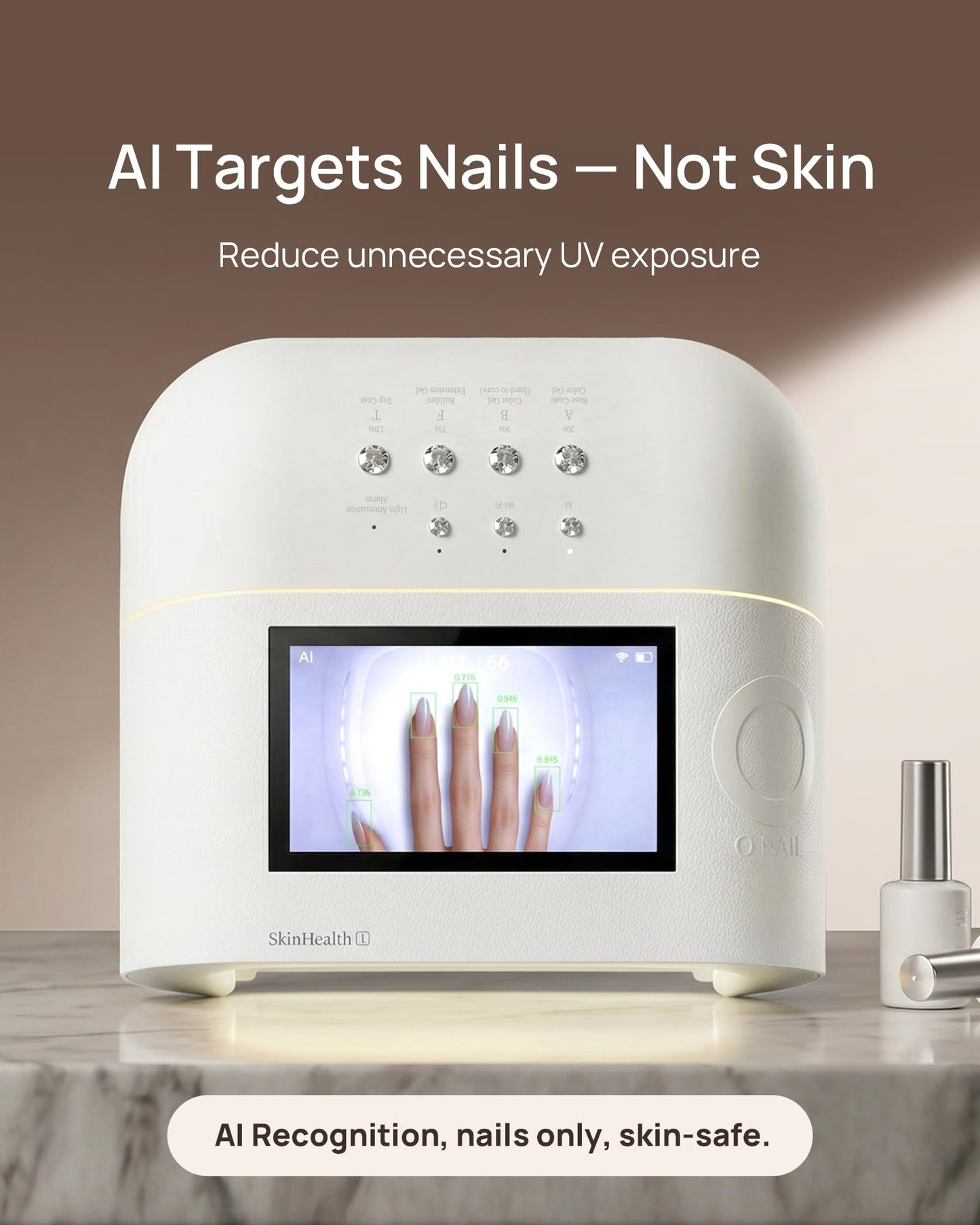 AI UV LED Best Nail Lamp-O NAIL AI Precision Scan,Reduce Excess UV Skin Damage-2in1 AI Computer&Nail Dryer with HD Visible Screen,109 LEDs 2X Faster Curing,Nail Curing Lamp for Salon and Home Pink
