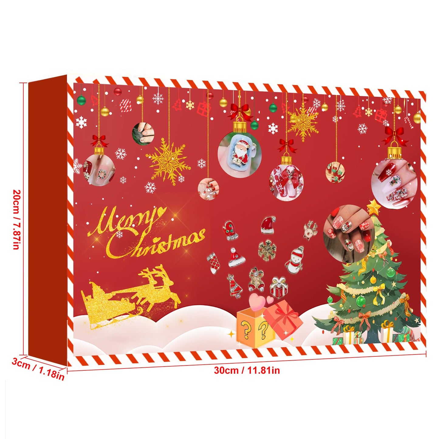 2025 Nail Advent Christmas Countdown Calendar, 24 Days Surprise Calendar Nail Art Accesseries Box for Wife Lovers Girlfriend Friends , Perfect DIY Creative Nail Decoration Box Set, DIY Nail Crafts Set advent calendar 2025