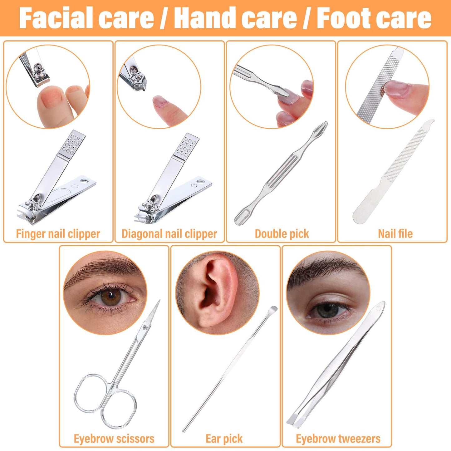 12 Set Mini Nail Clipper Kit Professional Manicure Kit Bulk 7-in-1 Stainless Steel Manicure Set Bulk with Portable Travel Case, Complete Nail Care Pedicure Tools for Women Men Home Salon Use