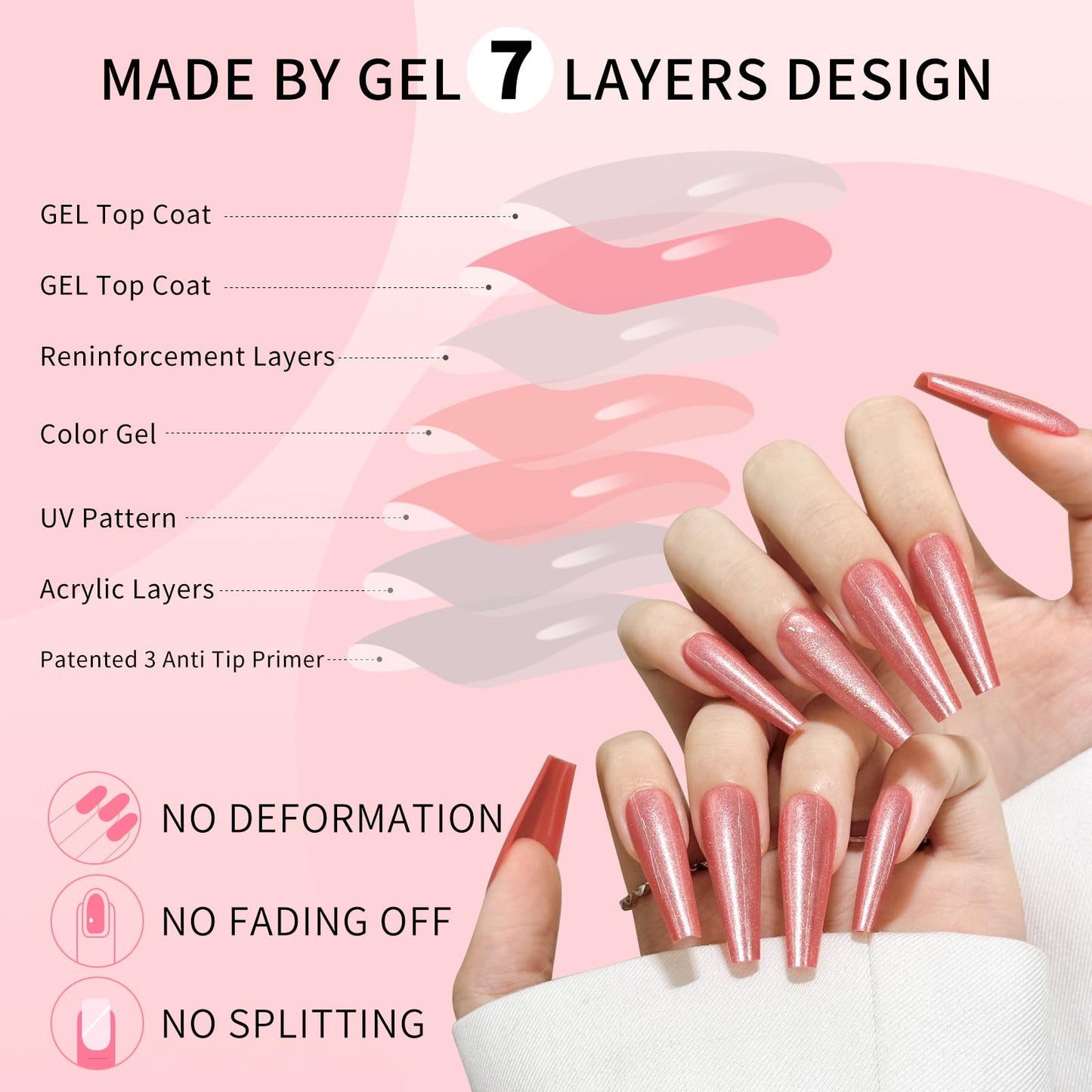 Red Cat Eyes Press On Nails,12 Sizes - 24 Pcs Soft Gel Red Long Coffin Fake Nails Kit with Nail Glue, Natural Reusable Stick On False Nails for Women and Girls SK1054