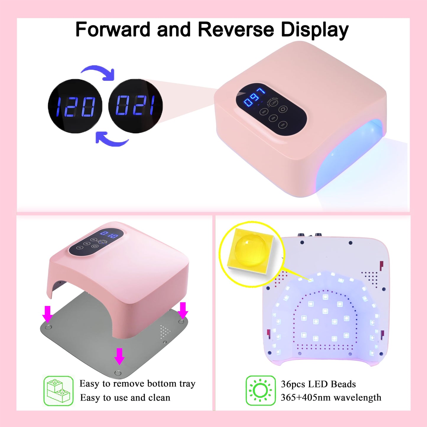 PASSHA 72W Cordless LED Nail Lamp, Rechargeable UV Nail Dryer for Gel Polish, Portable Manicure Light with 4 Timers, LCD Display, 36 LED Beads