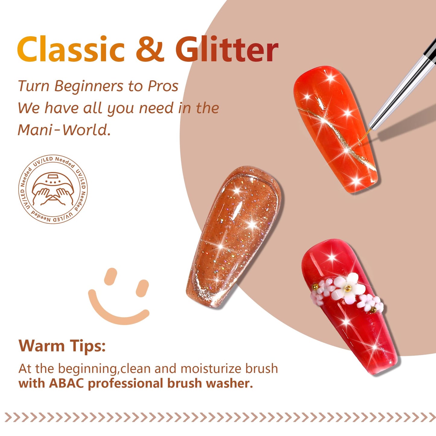 ABAC Fall & Winter Solid Gel Nail Polish Set Orange Yellow Burgundy Red Brown Purple Glitter Colors w/Pro Brush No-Spill,Hema-Free Gel Nail Kit Gifts for Women All Season