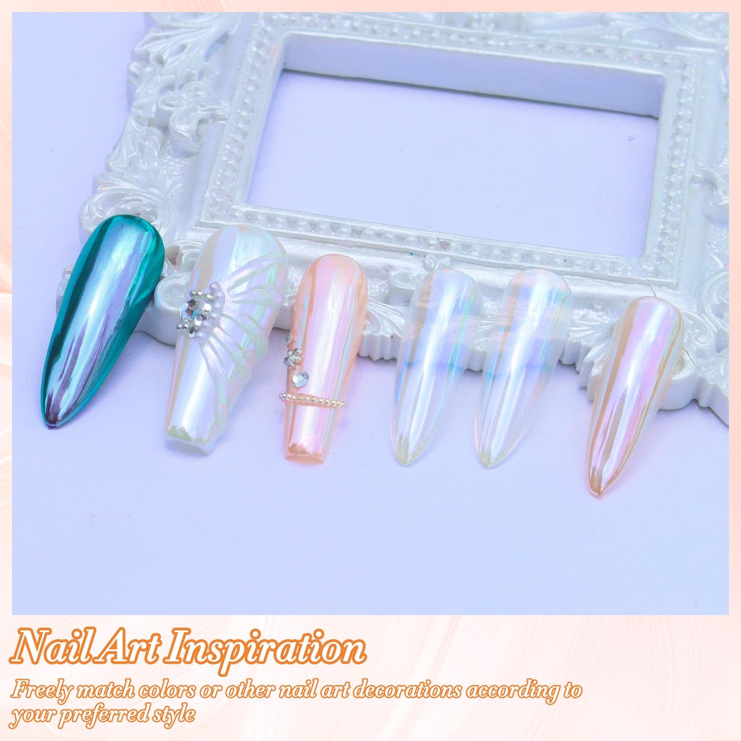 FNNZ Chrome Nail Powder, Aurora Mirror Effect Unicorn Chrome Nail Powder, Mermaid Nail Chrome Powder for Nail Art Decoration, Light-Changing Pigment Dust Nail Chrome Powder for Women - Iris Dating
