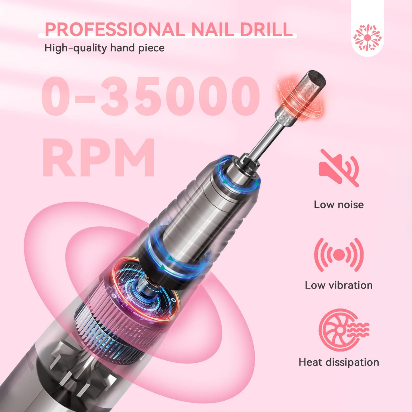 Saviland Electric Nail Drill: Professional Nail Drill Machine 35000PRM Rechargeable Nail D rill Kit for Acrylic/Gel Nails Removal Portable Nail Flie Manicure Pedicure Kit for Salon Home DIY