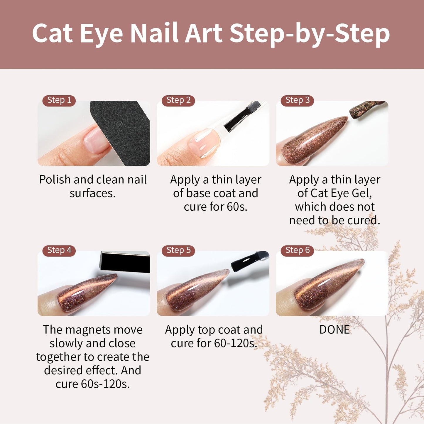 JODSONE 10 Colors Amber Rainbow Cat Eye Gel Nail Polish Set with Base Coat and Top Coat Magnetic Stick Nail Art Gifts to DIY at Home