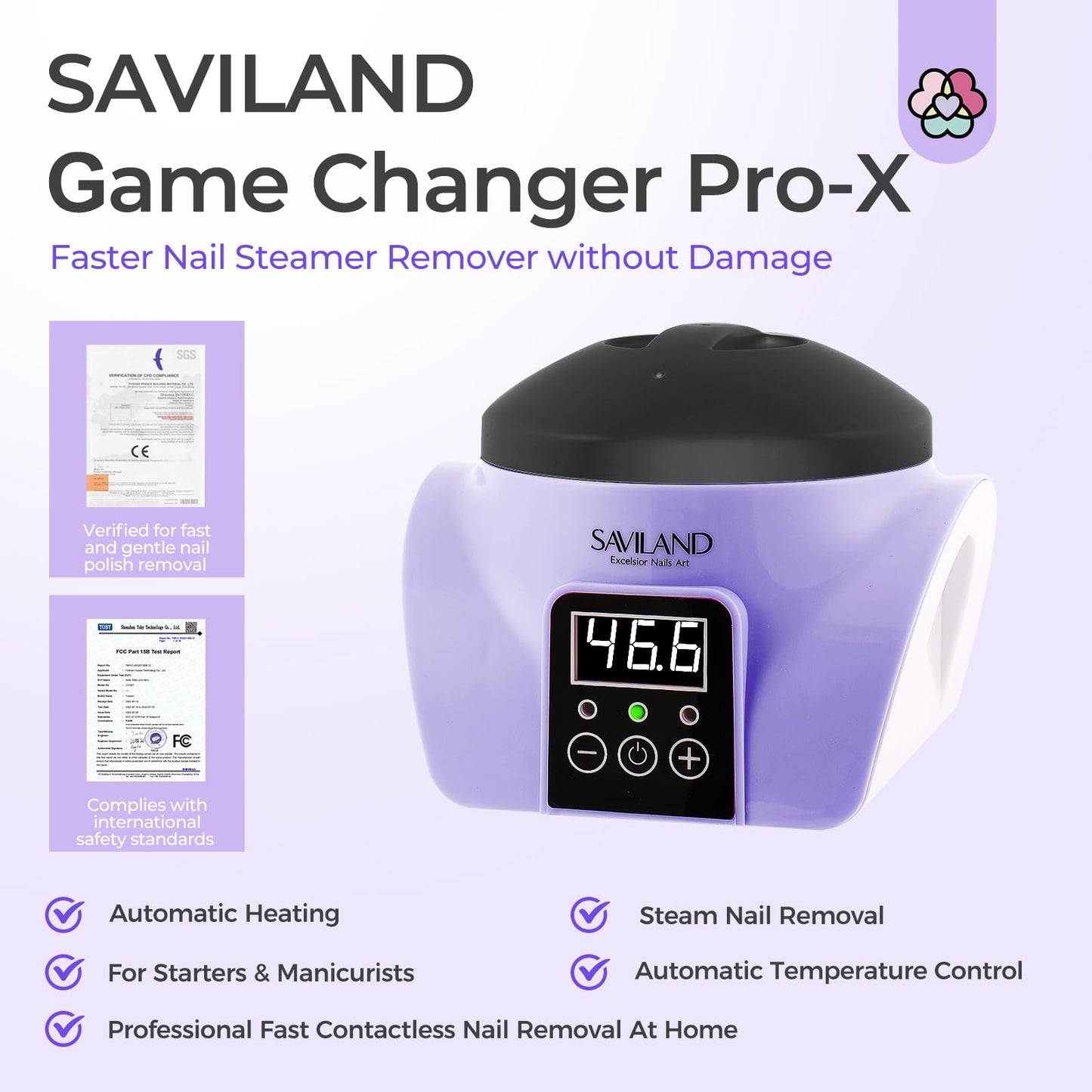 Saviland Essentials Nail Polish Remover Machine: Nail Soaking Bowl & Acetone Nail Polish Remover Gel Nail Remover Machine with Nail Soak off Bowl Soaker Tech Acrylic Nail Remover Steam Salon Home DIY