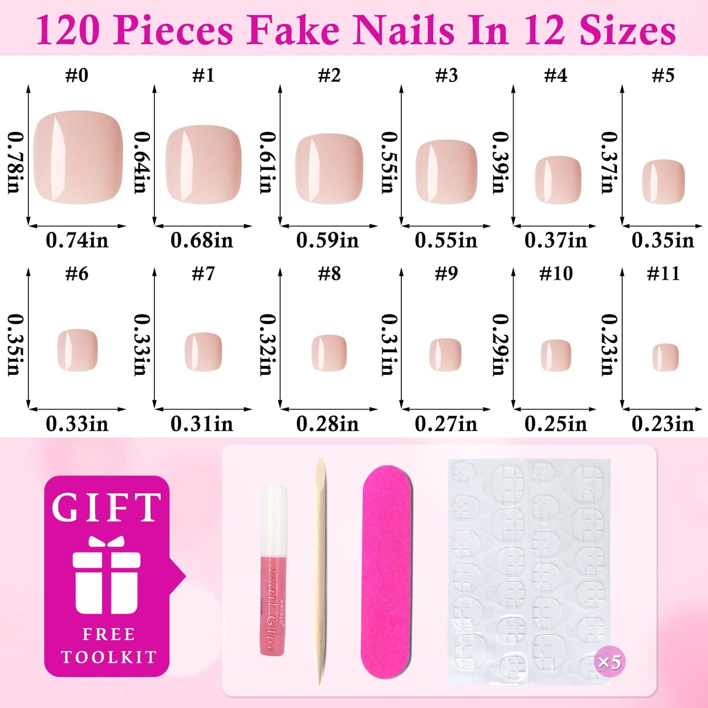 LoveOurHome 120pc Nude Press on Toenails Women Fake Toe Nails with Tabs, Nude Tan Fake Toenails Press on Toe Nails Glue on Toenail Acrylic Toe Nail Tips Artificial False Toenail for Women