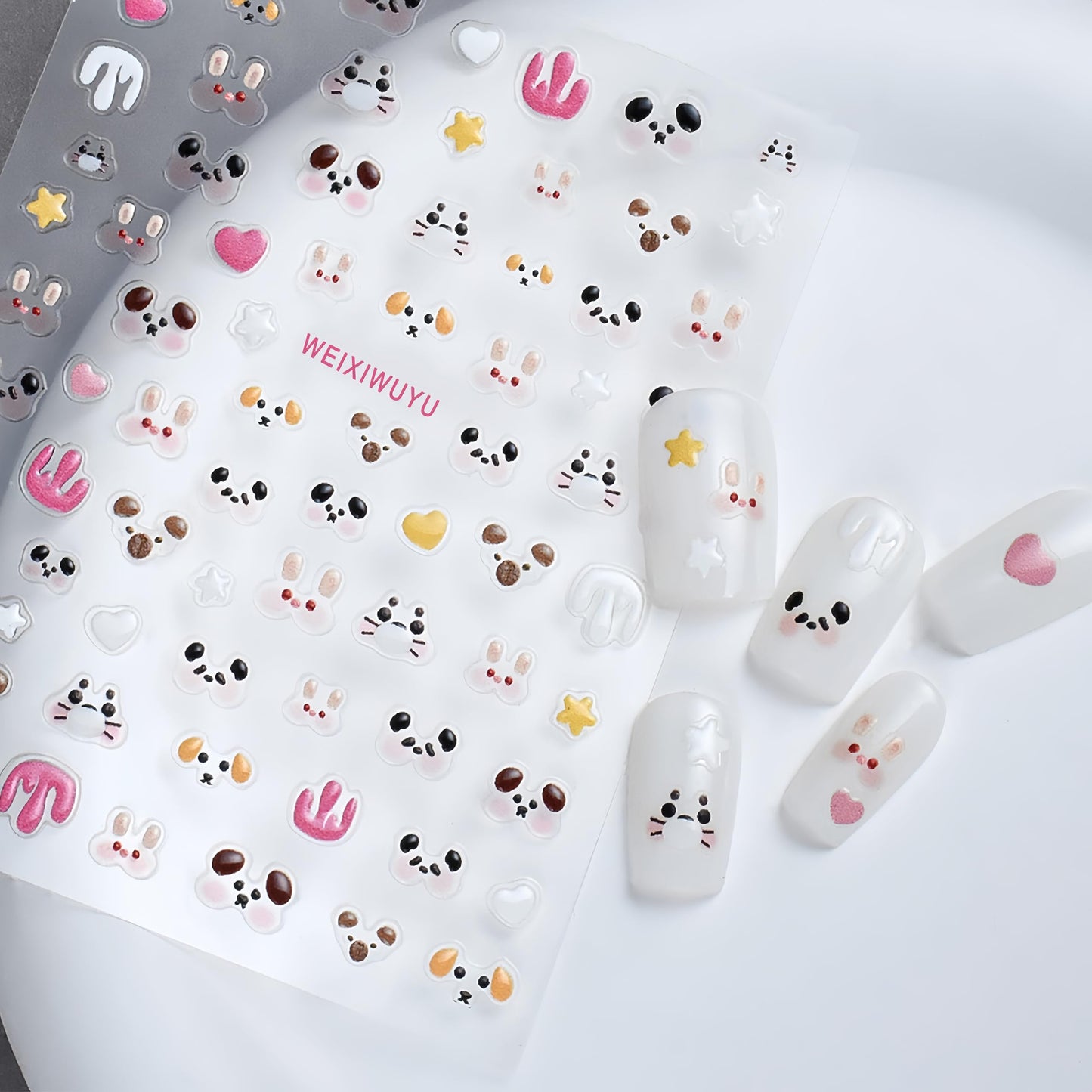 3 Sheets Cute Animal Nail Art Stickers Exquisite Cartoon Animal 5D Self- Adhesive Embossed Nail Decals Cute Puppy Cat Chick Nail Art Designs for Women and Girls Kids DIY Manicure Decorations