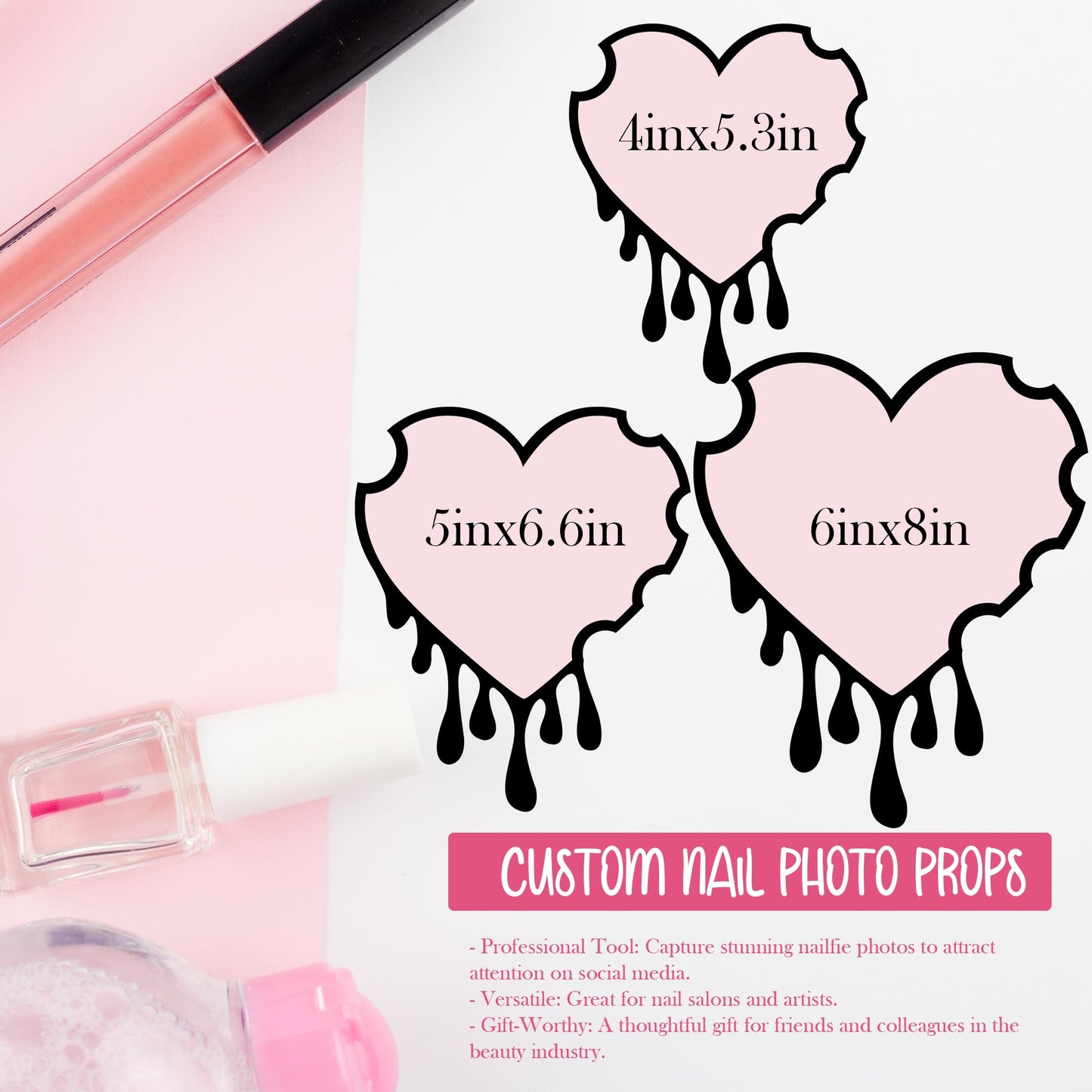 Jasilon Custom Nail Photo Props, Acrylic Nail Picture Props Personalized Logo Nail Tech Decor Plate Nailfie Disk with Social Media Salon Nail Display Stand Nail Polish Display Gifts for Nail Artist