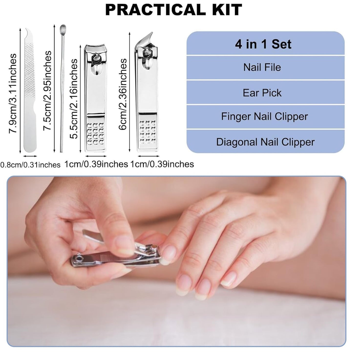 16 Sets Travel Manicure Set Professional Nail Clipper Kit Bulk,4 in 1 Adult Stainless Steel Travel Manicure Kit with Case Individually Wrapped Nail Clippers Bulk for Homeless,Hotel,Charity(4 Colors)