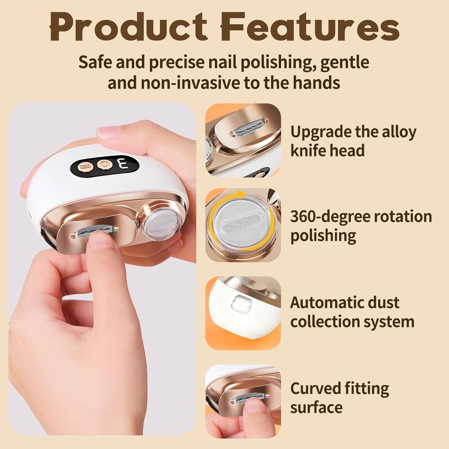 Electric Nail Clippers, Upgraded 3 in 1 Electric Toenail Clippers for Seniors with 3 Speed Levels, Polishing Automatic Toenail Clippers with Light for Men/Seniors/Adult (White)