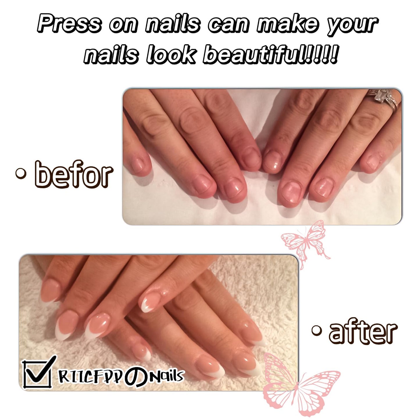 Short Press on Nails Almond Nails Pink Flower Press Ons with Design Cute Fake Nails Glossy Press on Nail Nude Pink False Nails Reusable Acrylic Nails for Women 24 Pcs