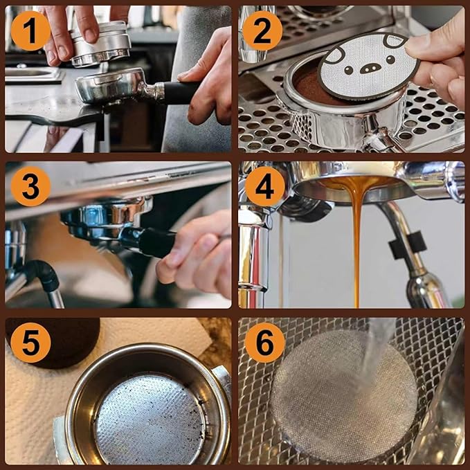 51mm Espresso Puck Screen 3-Pack, Lower Shower Screen, Metal Coffee Reusable Filter for Espresso Portafilter Basket, 1.7 Thickness - 316 Stainless Steel(Cute Animal)