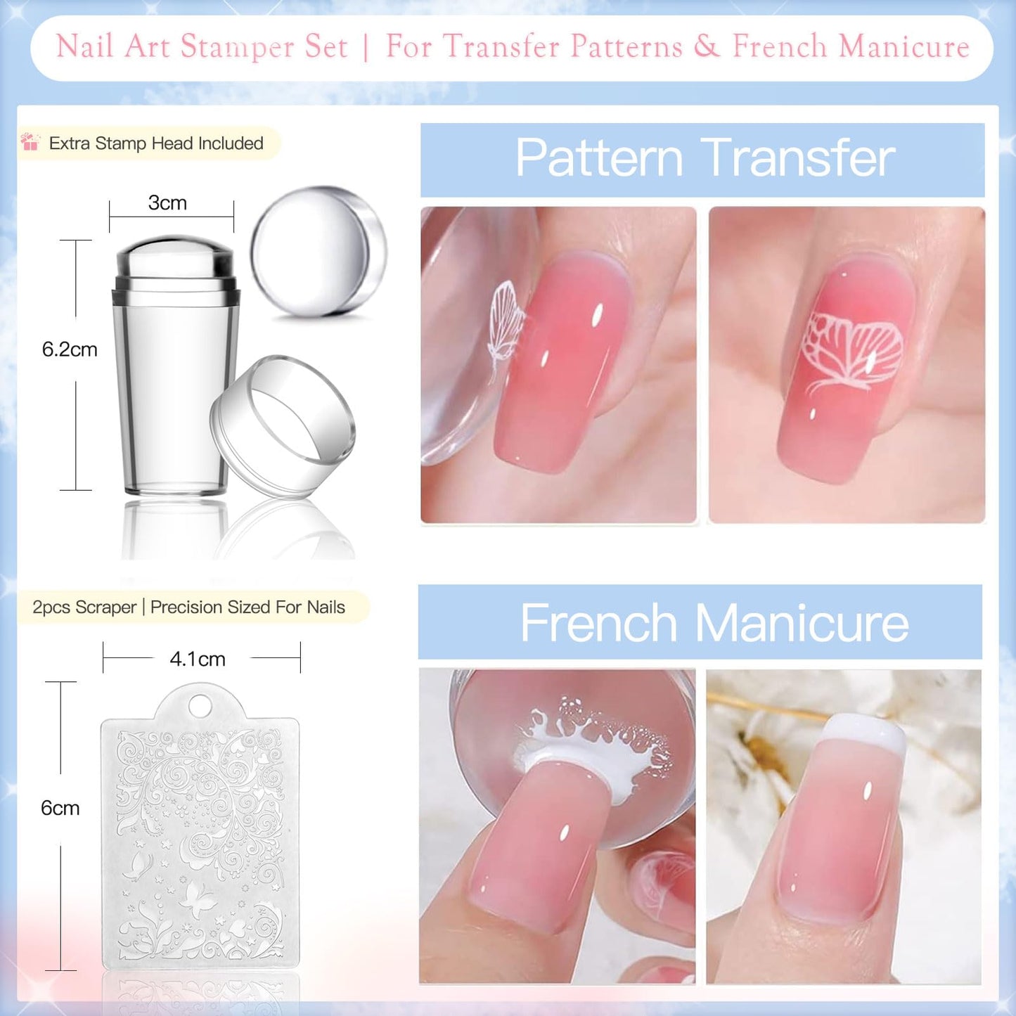 Biutee Nail Stamping Kit, 15 Nail Stamping Plates with Clear Stamper, 2 Scrapers, Storage Bag, Floral Butterfly Leaves Animal Summer DIY Nail Art Kit for Women Beginners