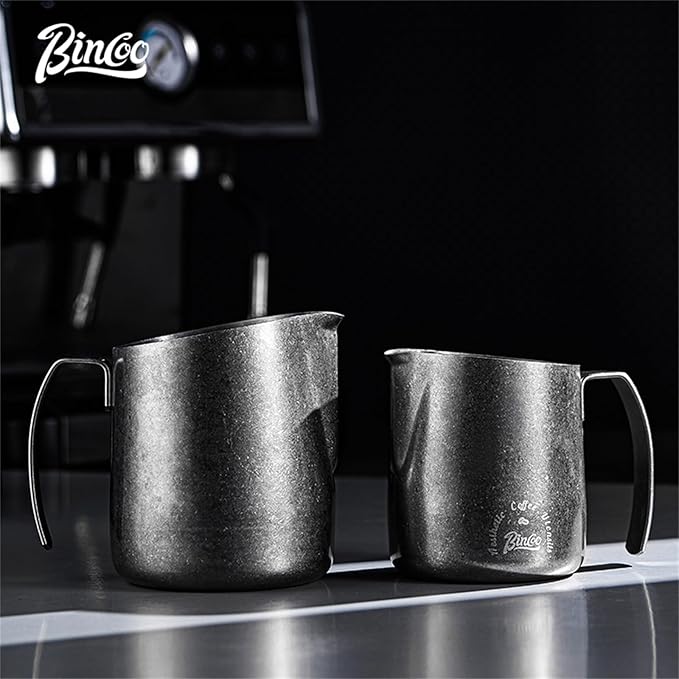 Bincoo Milk Frother Pitcher 750ml (25oz) - Stainless Steel Barista Milk Frothing Cup with Ice Crystals Design - Professional Espresso & Cappuccino Accessories for Coffee Machine,Latte Art