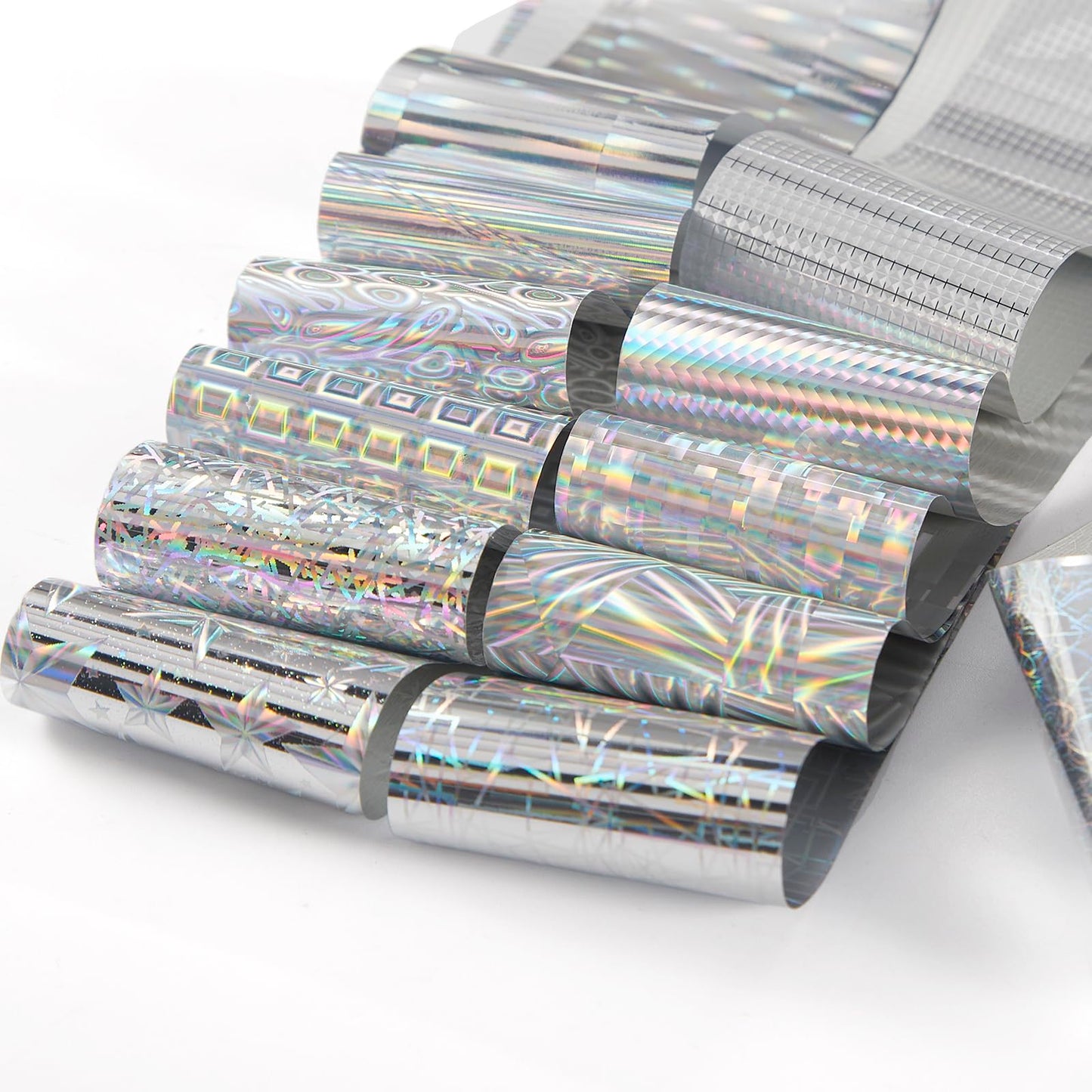 SILPECWEE 300Pcs Nail Foil, Holographic Nail Art Foil Laser Metallic Nail Transfer Foil Paper 3d Nail Stickers Fingernail Wraps Decals Manicure Design Kit Nail Art Decoration