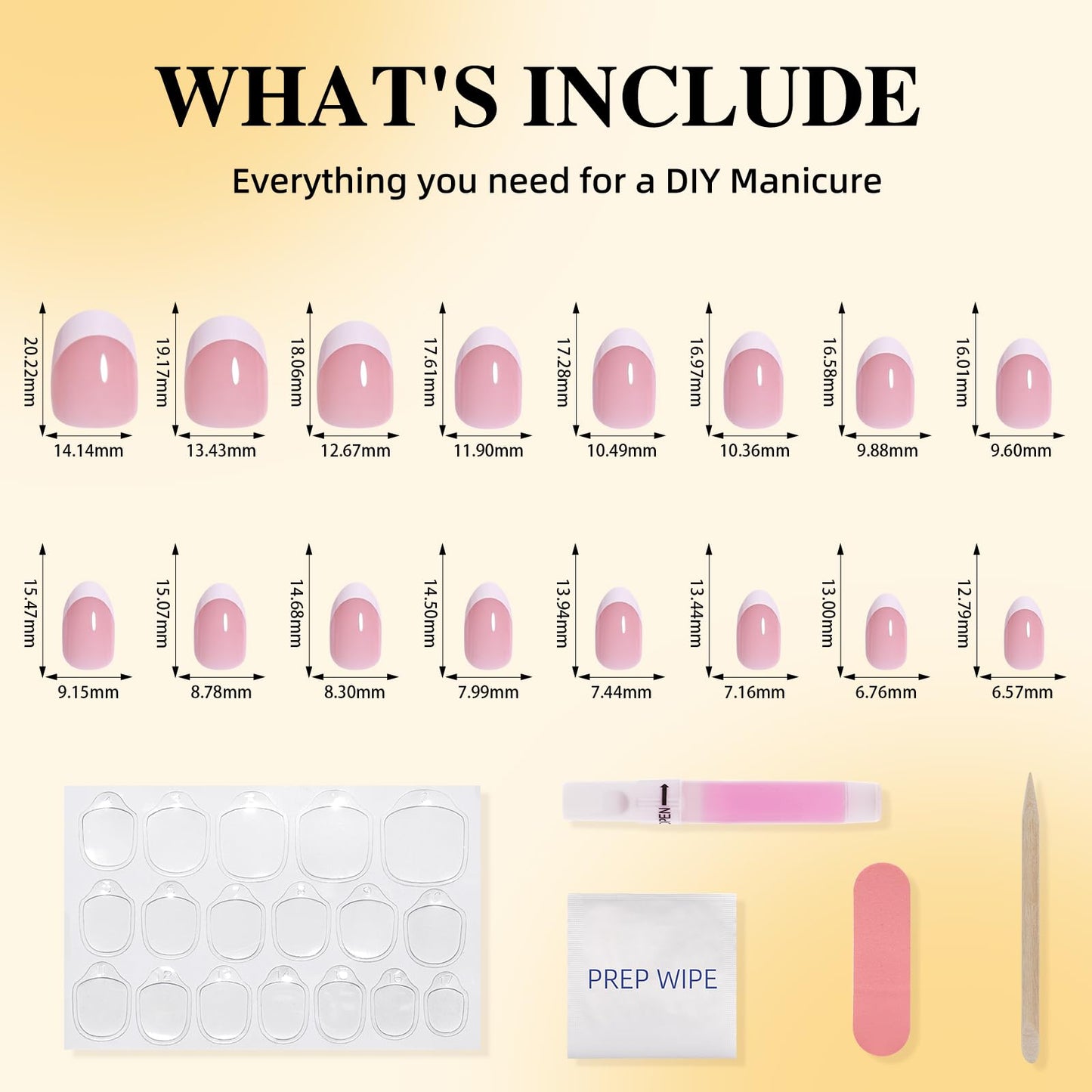 Leefrei French Tip Press On Nails - Short Oval White Tips Press on Nails Glossy Nails Press Ons for Women DIY Fake Nails Kit with Glue, Reusable Glue on Nails Short in 16 Sizes - 32pcs, Blush French