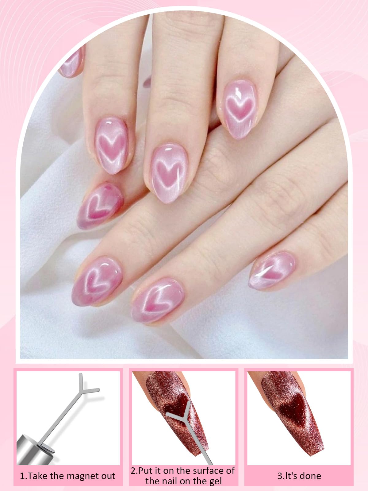 54PCS Cat Eye Nail Magnet Set, EBANKU Cat Eye Gel Nail Polish Magnet for Nails, 3 IN 1 Magnets for Cat Eye Gel Polish, Cat Eye Magnets Sticks Nail Design Tools Nail Art Accessories