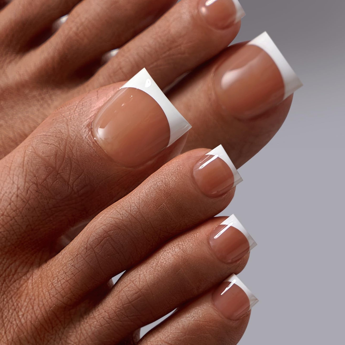 BTArtbox Press On Toenails - Lamp-Curable Sharp Square Toe Nail Press Ons with Glue for Women, Semi-Transparent Fake Toe Nail Tips with French Tip in 15 Sizes - 30 Toenails Kit, Exude Elegance
