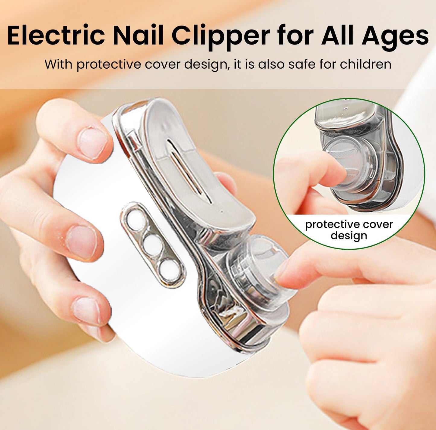 ESUOHYM Upgraded 3-in-1 Electric Nail Clipper with Collector & LED Light, Automatic Electric Fingernail Clippers for Women Man, Nail File Nail Trimmer for Baby Kids Adults Senior