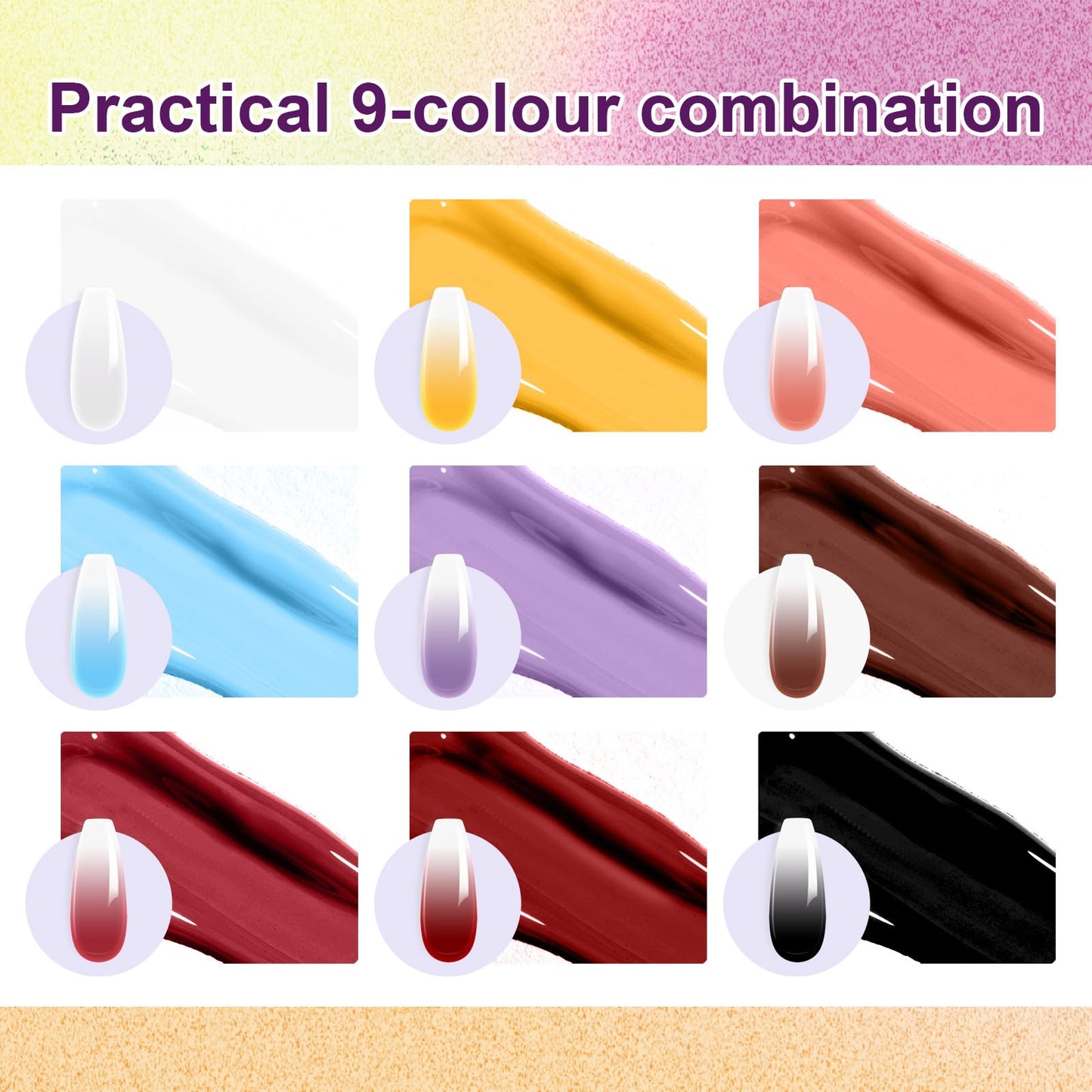 U-Shinein Gradient Painting Gel, 9 Colors Ombre Gel Nail Polish forPigment Pat Aura Nails French Manicure Soak Off UV Long-lasting Home Salon DIY Nail Art Victorian Oddity Color