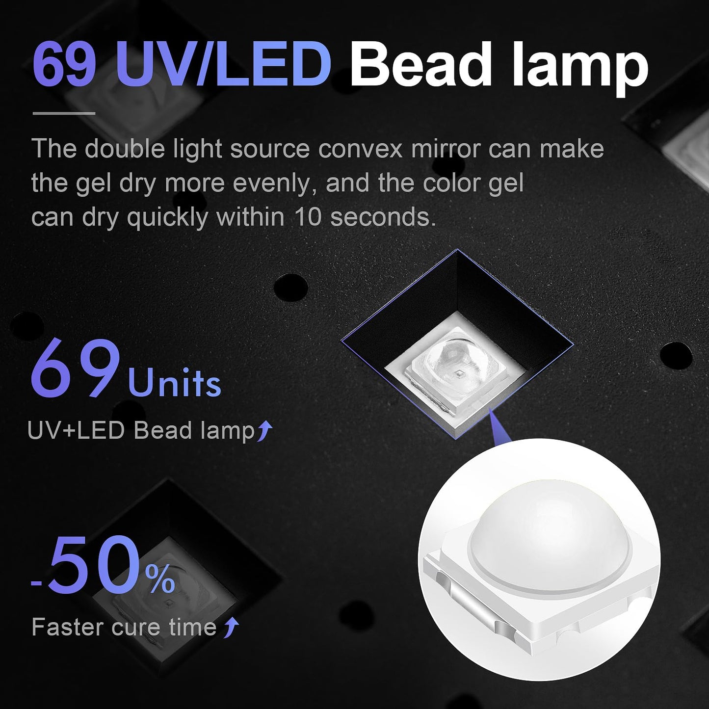 L'UGX Professional Nail Lamp for Gel Polish Dryer 72W LED UV Nail Lights with Arm Rest Pillow & Retractable Tray,Perfect for Manicure & Pedicure at Salon & Home Black