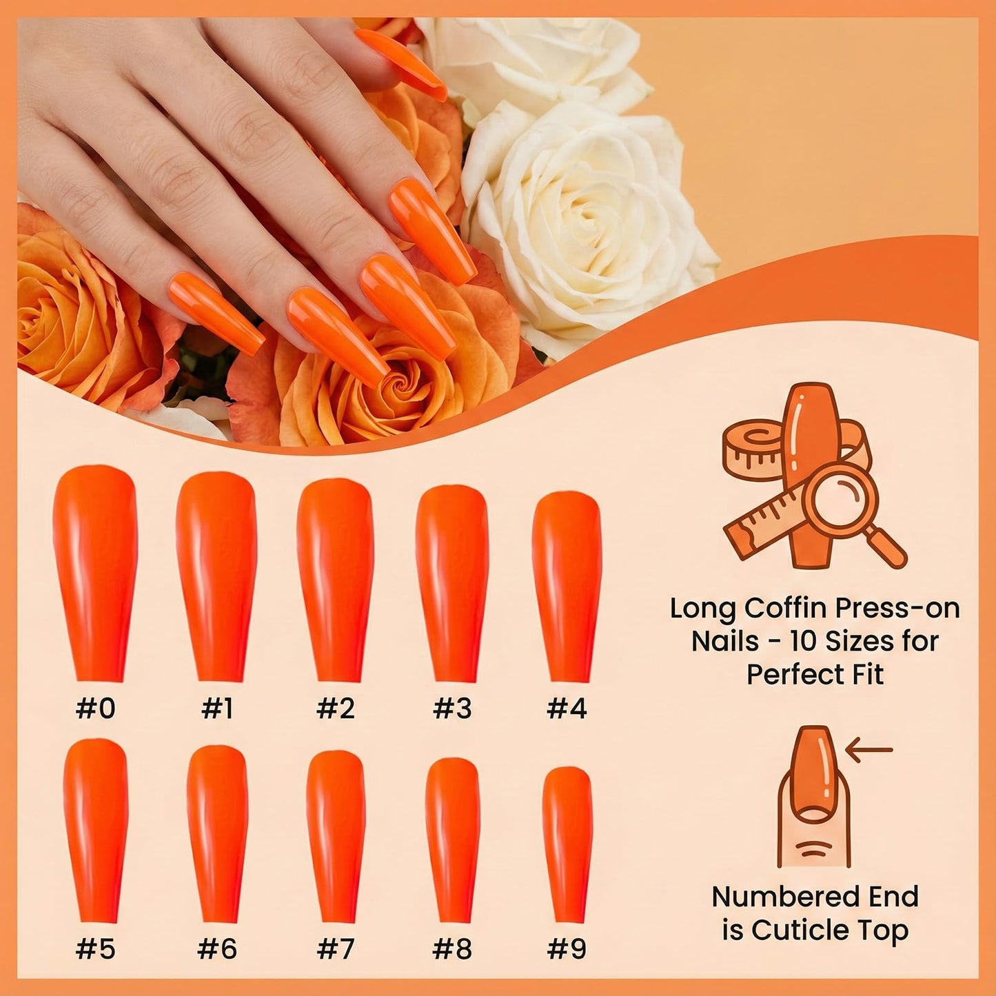 whisrvival 576 Pcs Long Coffin Press On Nails, 24 Colors Glossy False Nails Full Cover Fake Nail Tips with Adhesive Tabs & 10 Nail Stickers for Woman DIY Nail Art Practice & Daily Wear