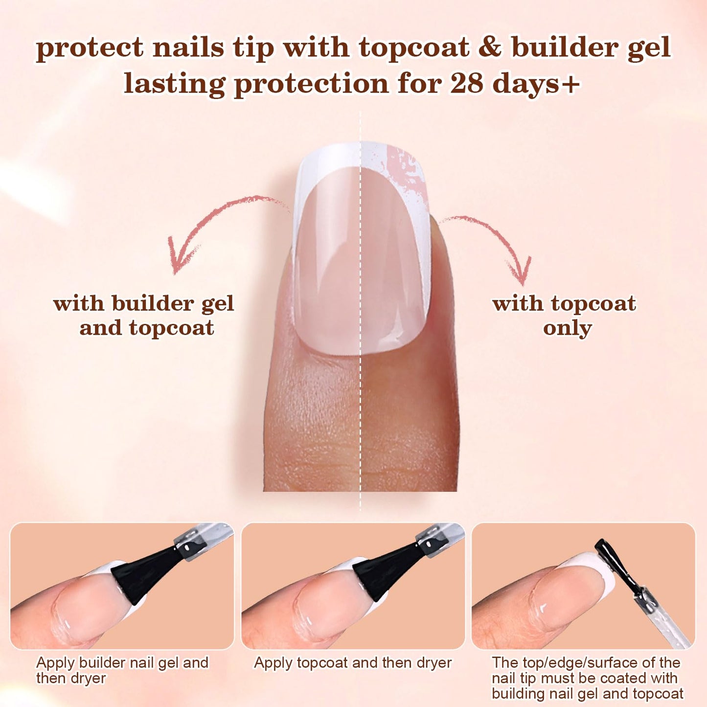 Dsixnails Press on Nails, Soft Gel Nail Tips, Long lasting Acrylic Fake Nails, No Need to File False Nail Tips Extension for Women Girl Nails (DF-zibai-6)