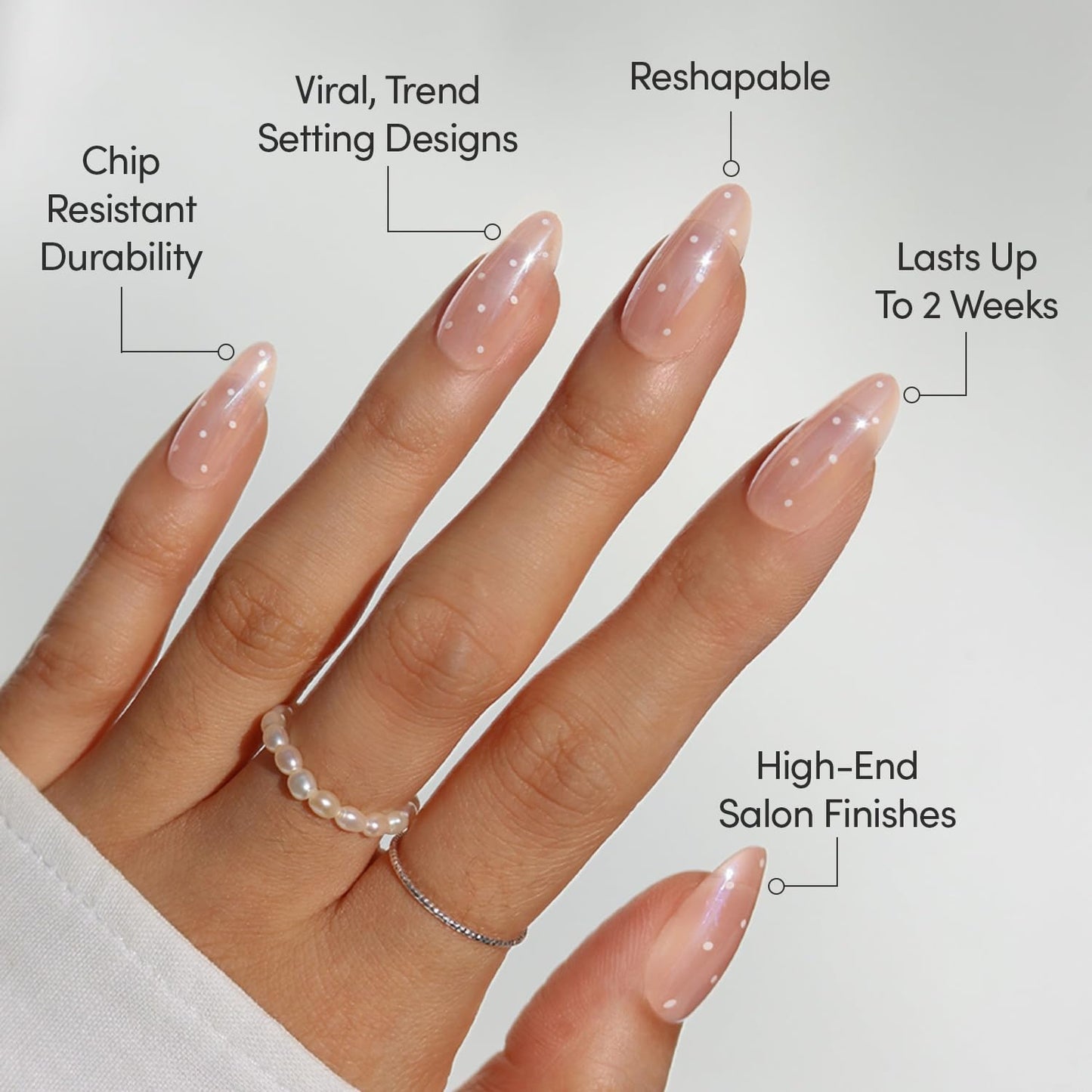 Glamnetic Press-On Nails Bundle - Sugar Glazed & Pinch Me | Medium Oval Fake Nails with White Polka Dots & Glazed Finish | Glazed Short Oval Blush Pink Fake Nails | Durable, Salon-Quality Nail Kits